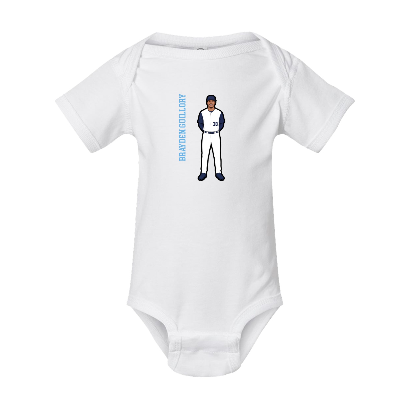 Baby Onesie — Name Vertical in White