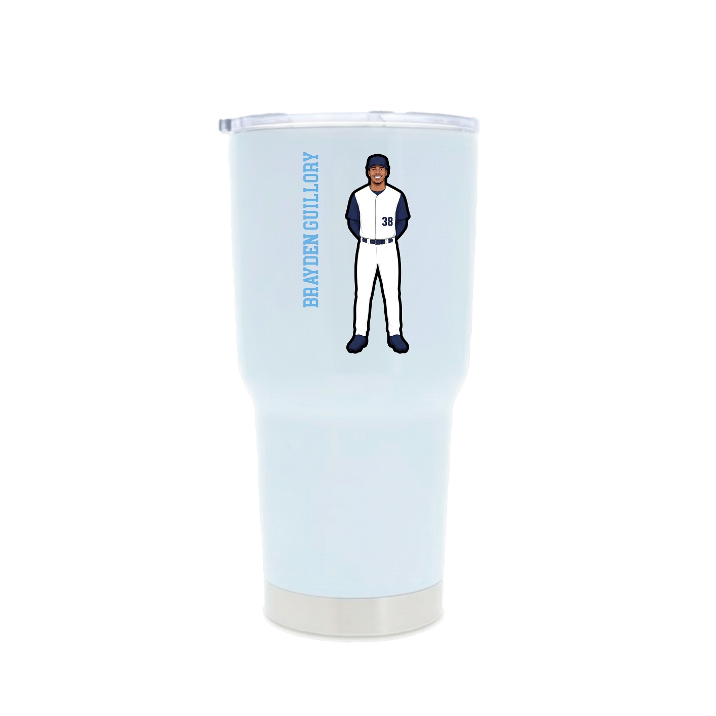 30oz Stainless Steel Tumbler — Name Vertical in White