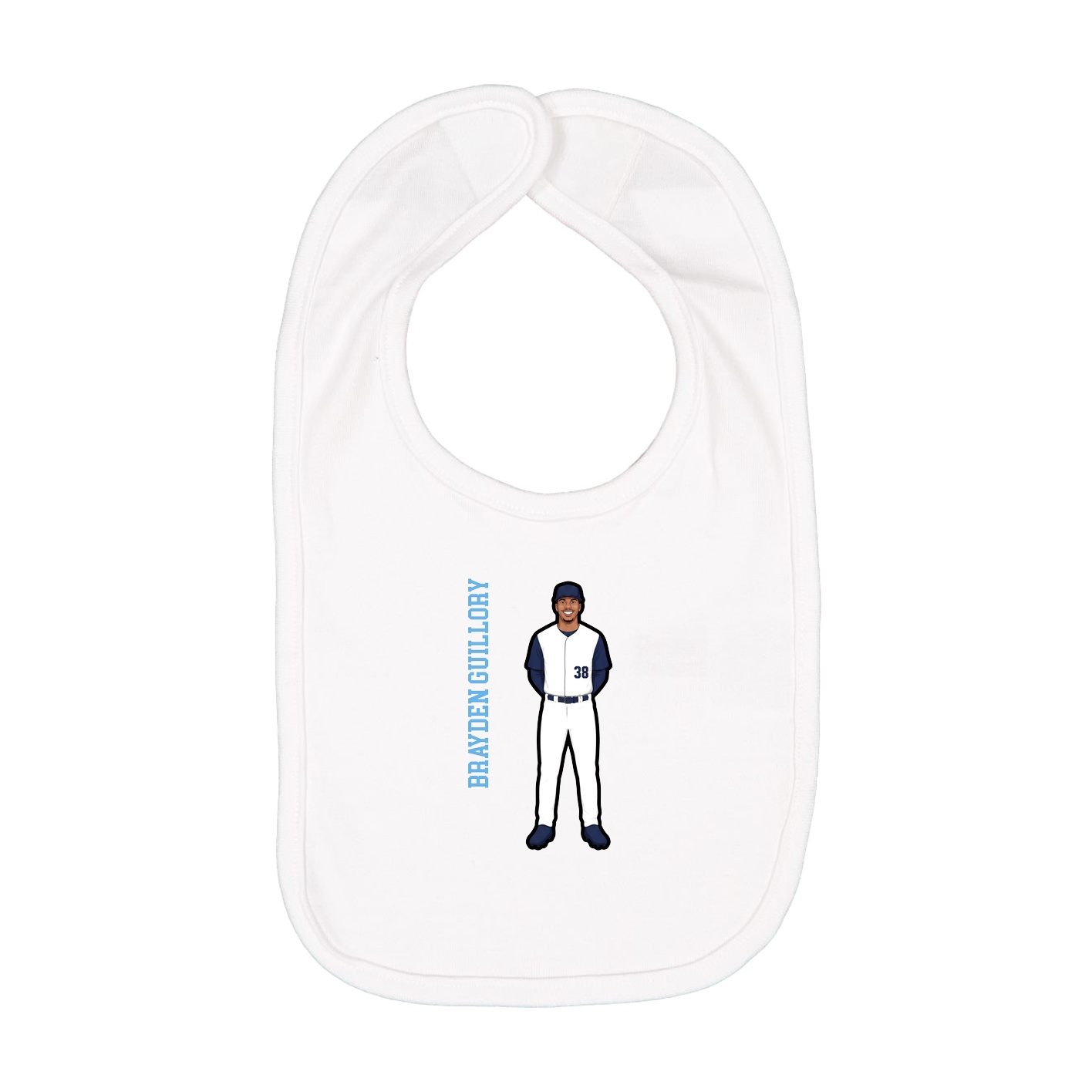 Infant Bib — Name Vertical in White