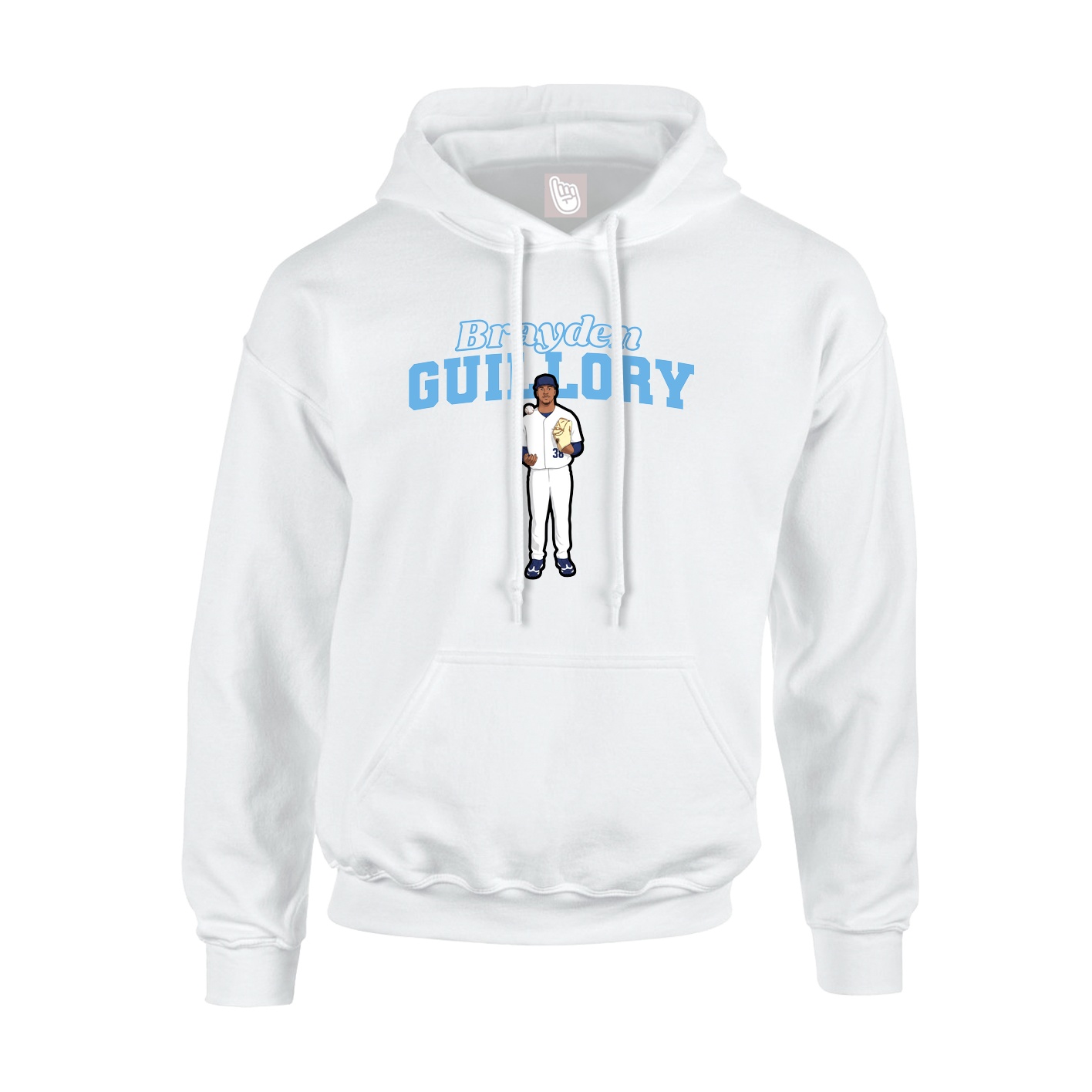 Youth Hoodie — Name Arch in White