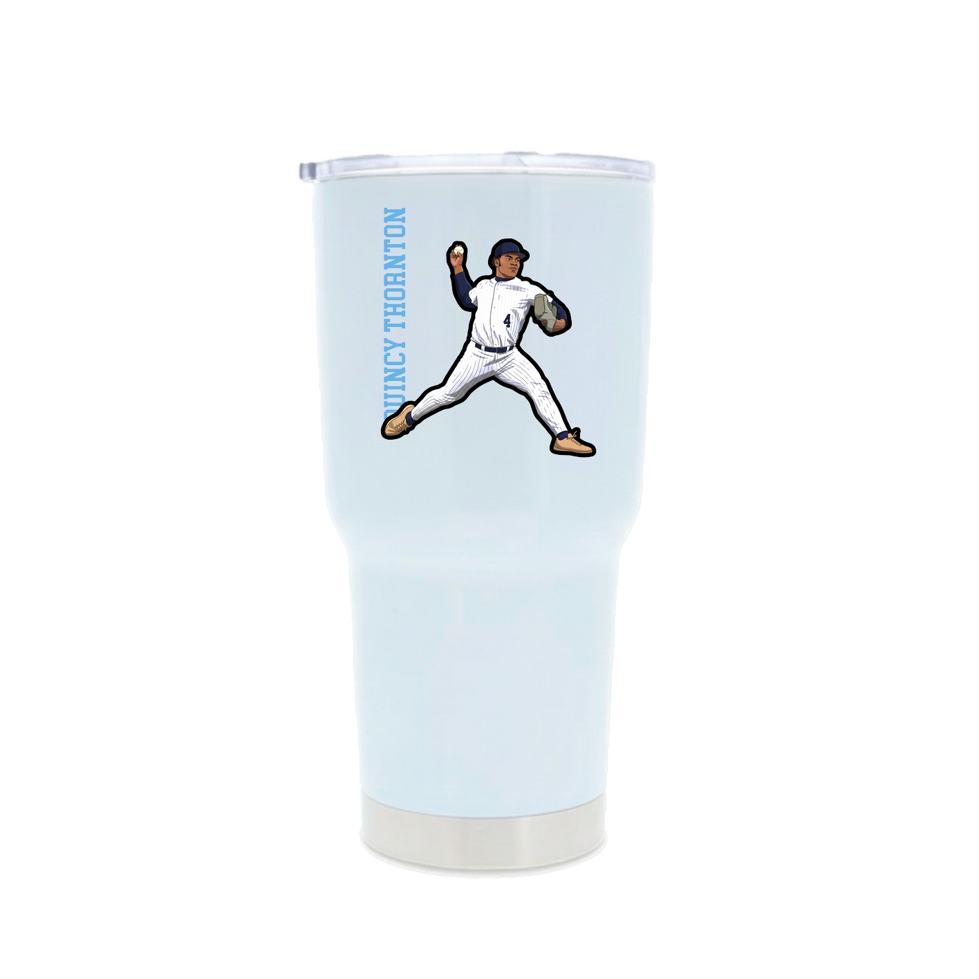 30oz Stainless Steel Tumbler — Name Vertical in White
