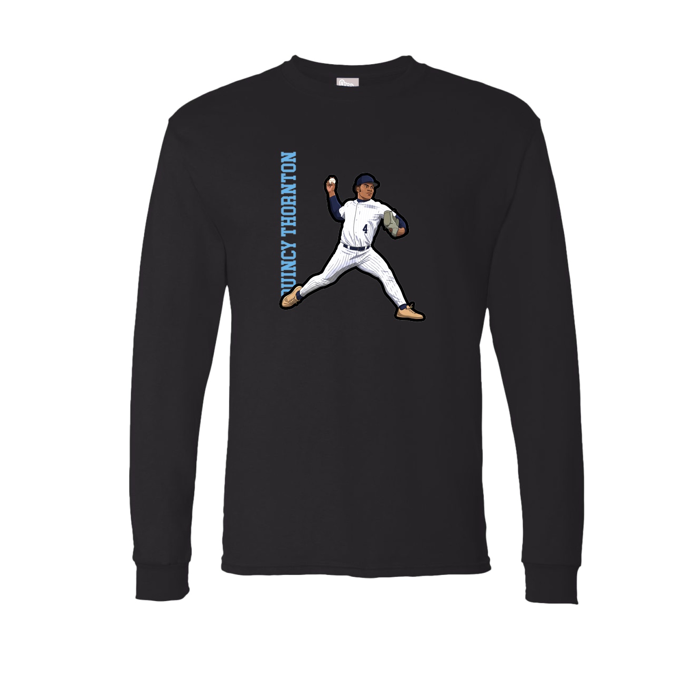 Long Sleeve Tee — Name Vertical in Black