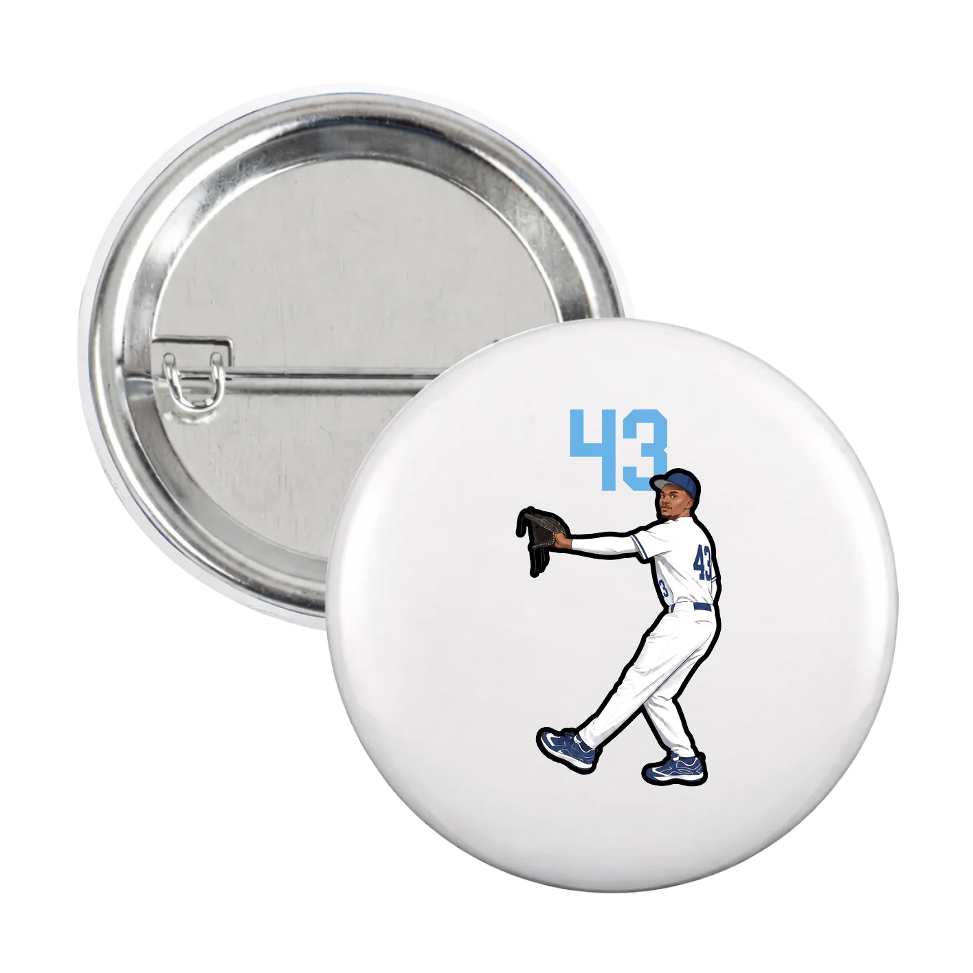 Game Day Button — Number Top in White