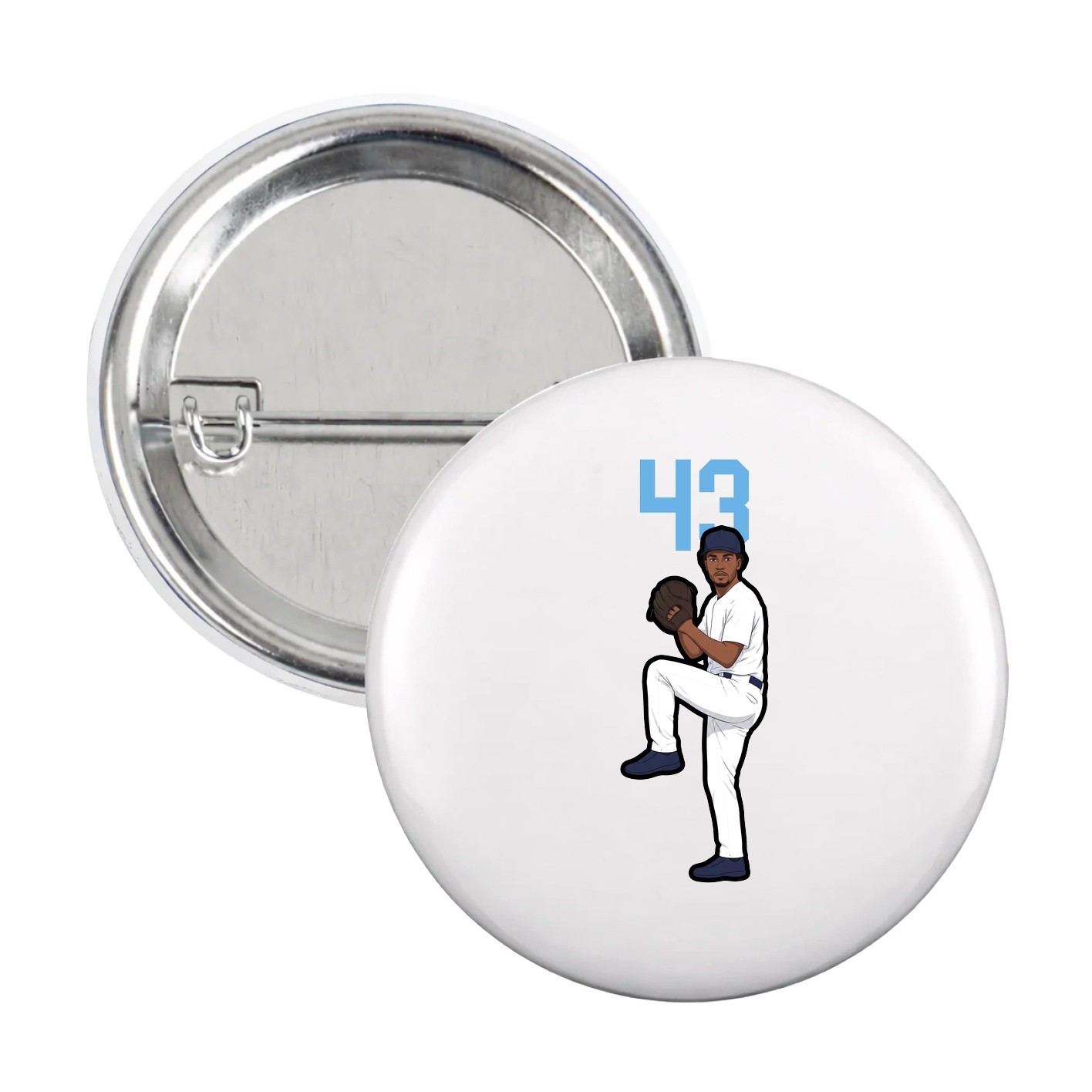 Game Day Button — Number Top in White
