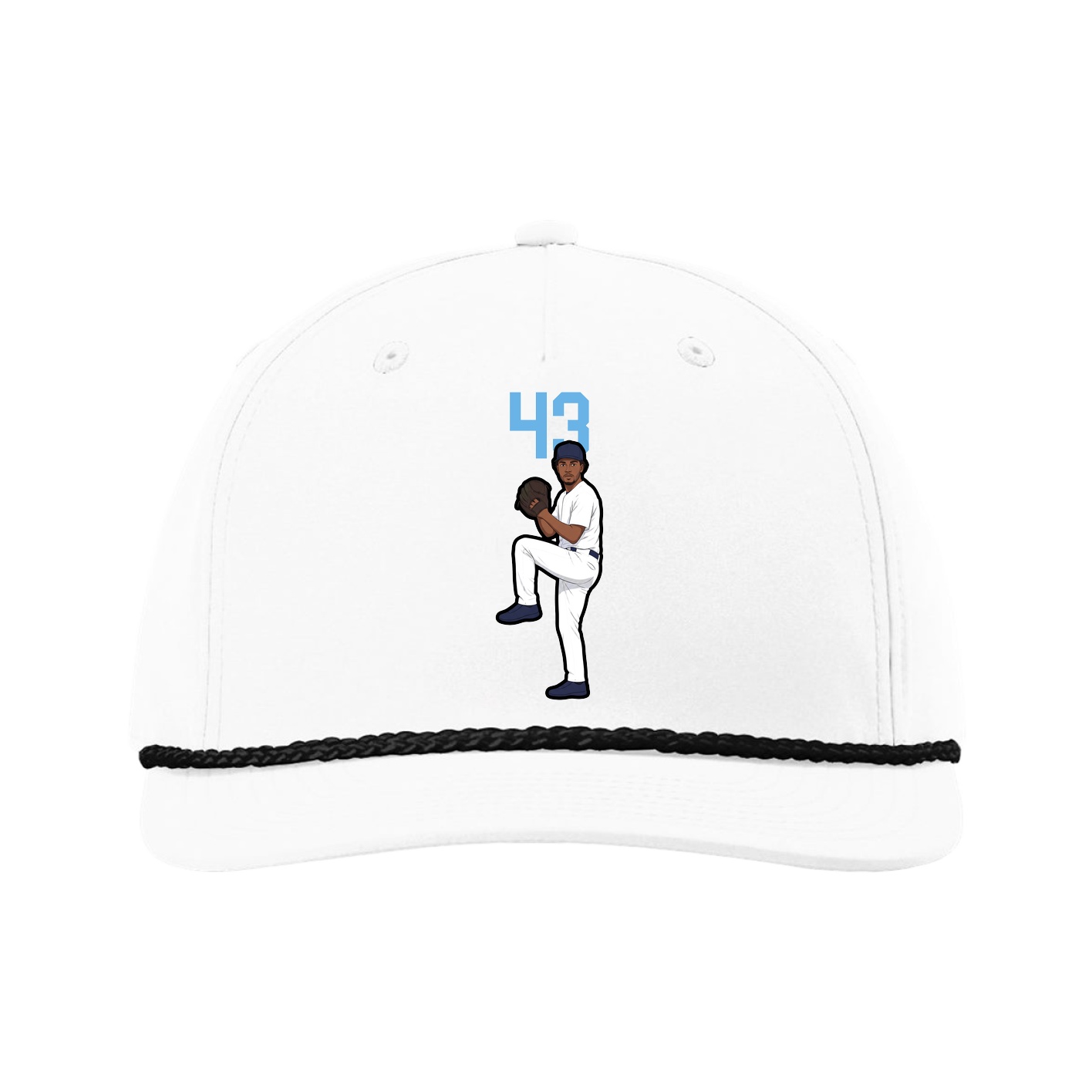 Five-Panel Classic Rope Cap — Number Top in White
