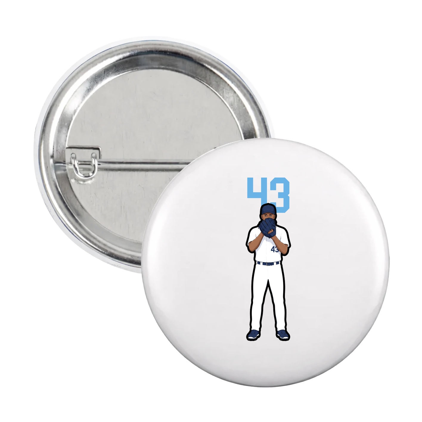 Game Day Button — Number Top in White