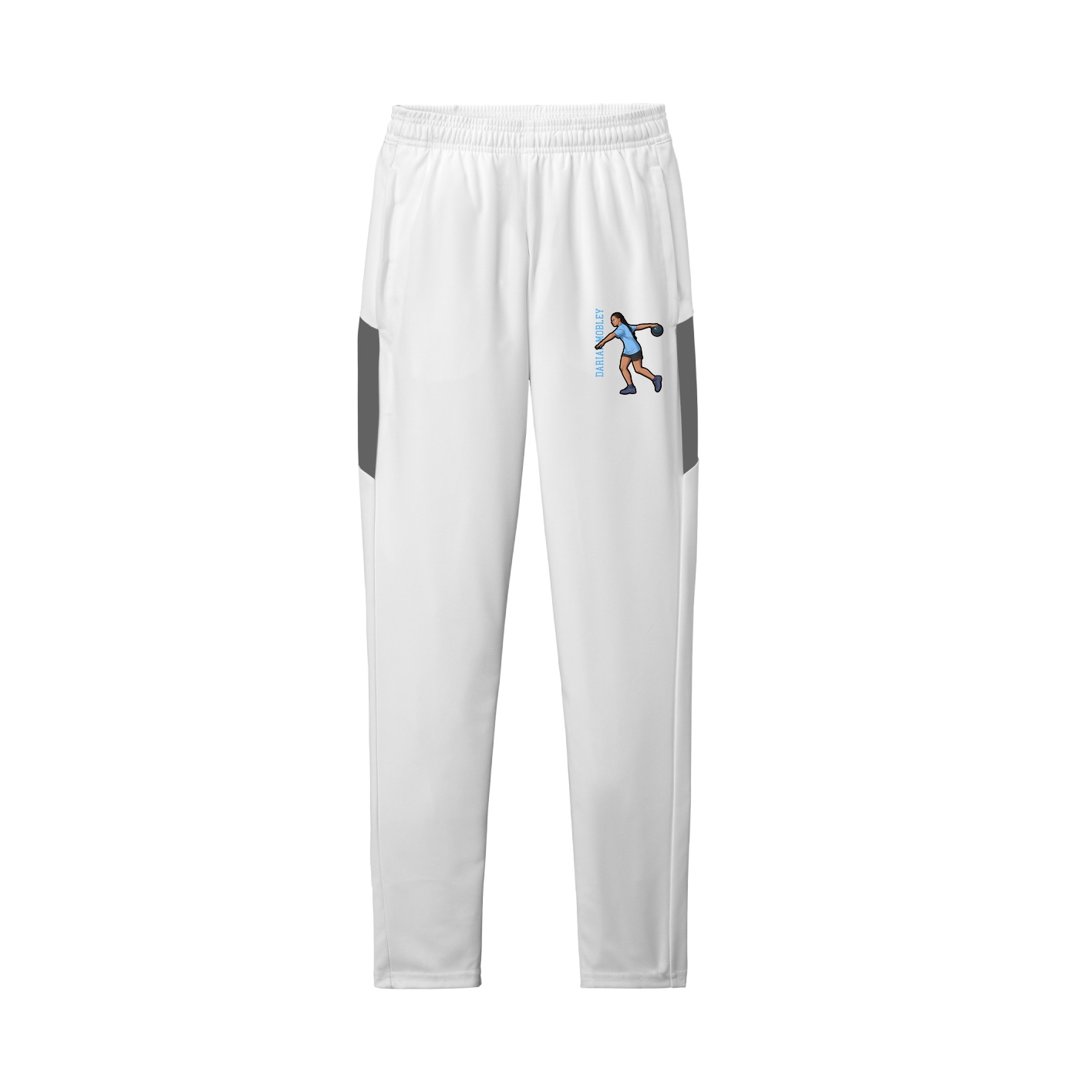 Team Travel Pant — Name Vertical in White/Grey