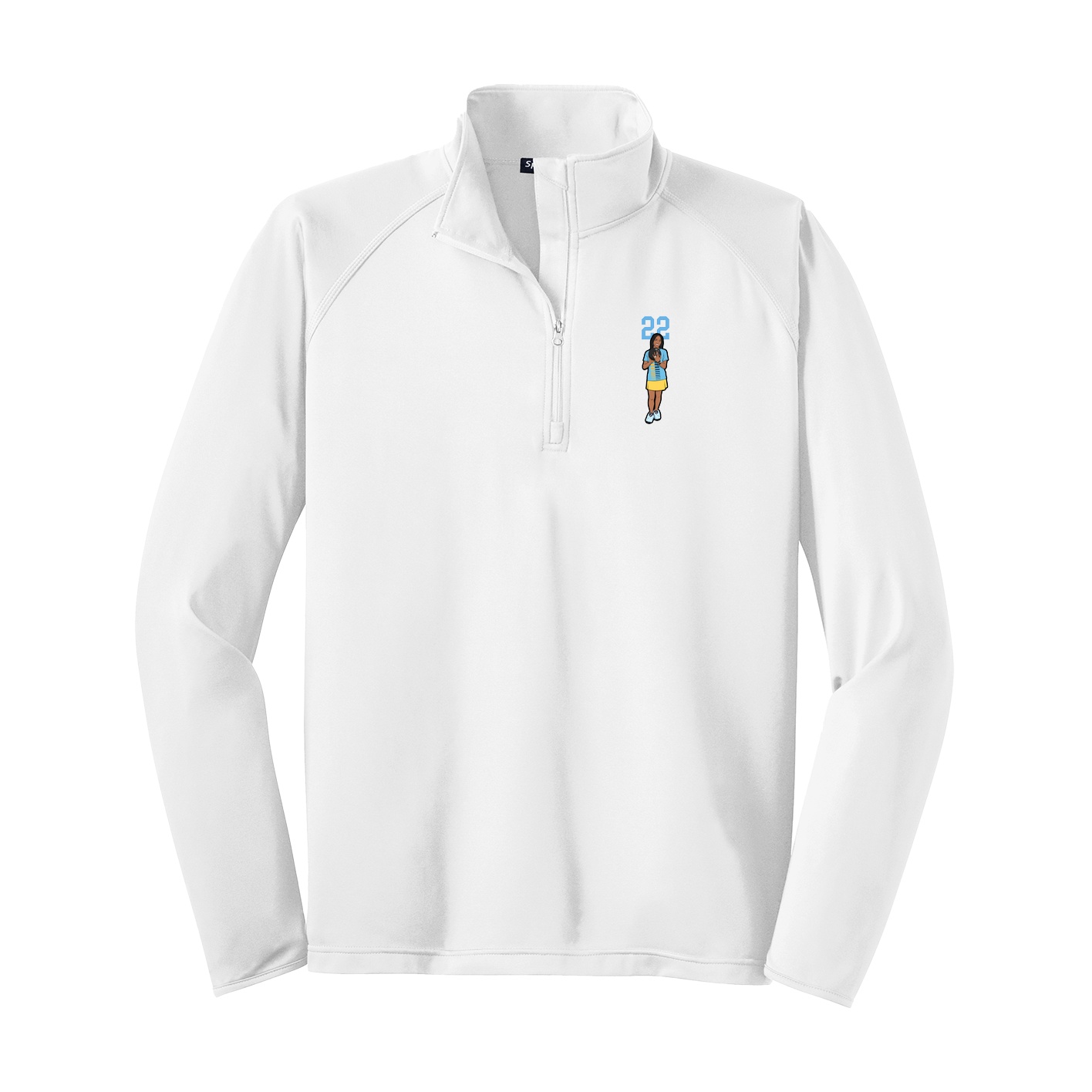 Q-Zip Pullover — Number Top in White
