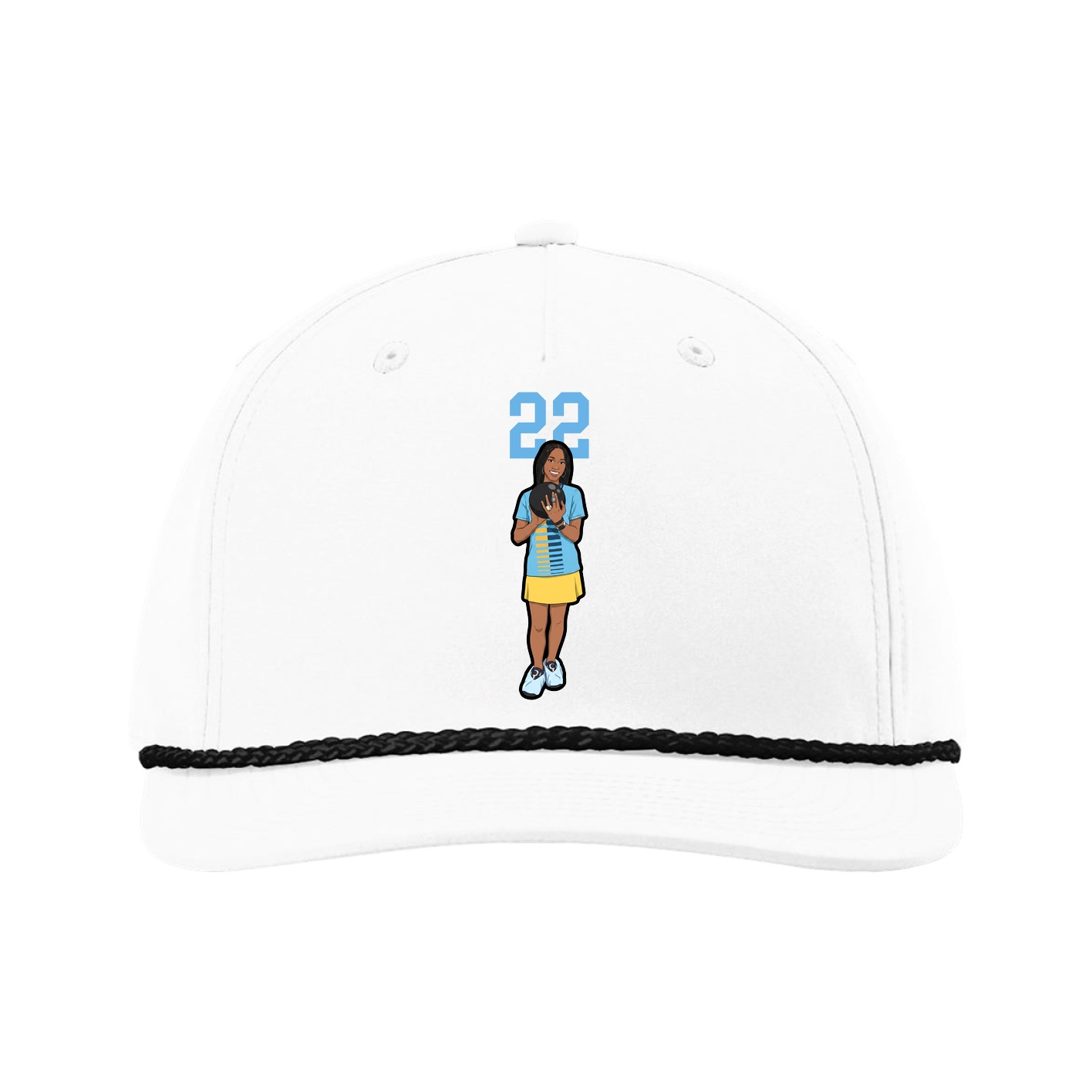 Five-Panel Classic Rope Cap — Number Top in White