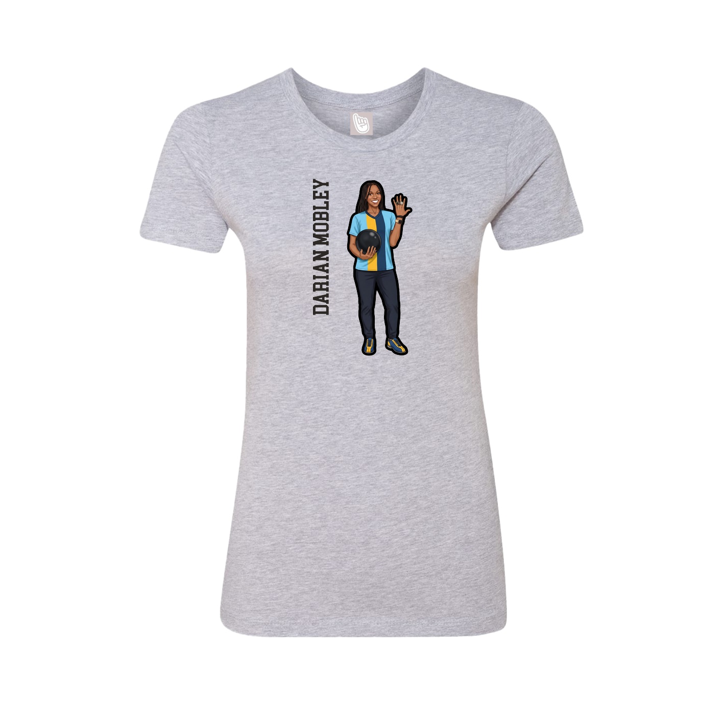 Womens Tee — Name Vertical in Grey