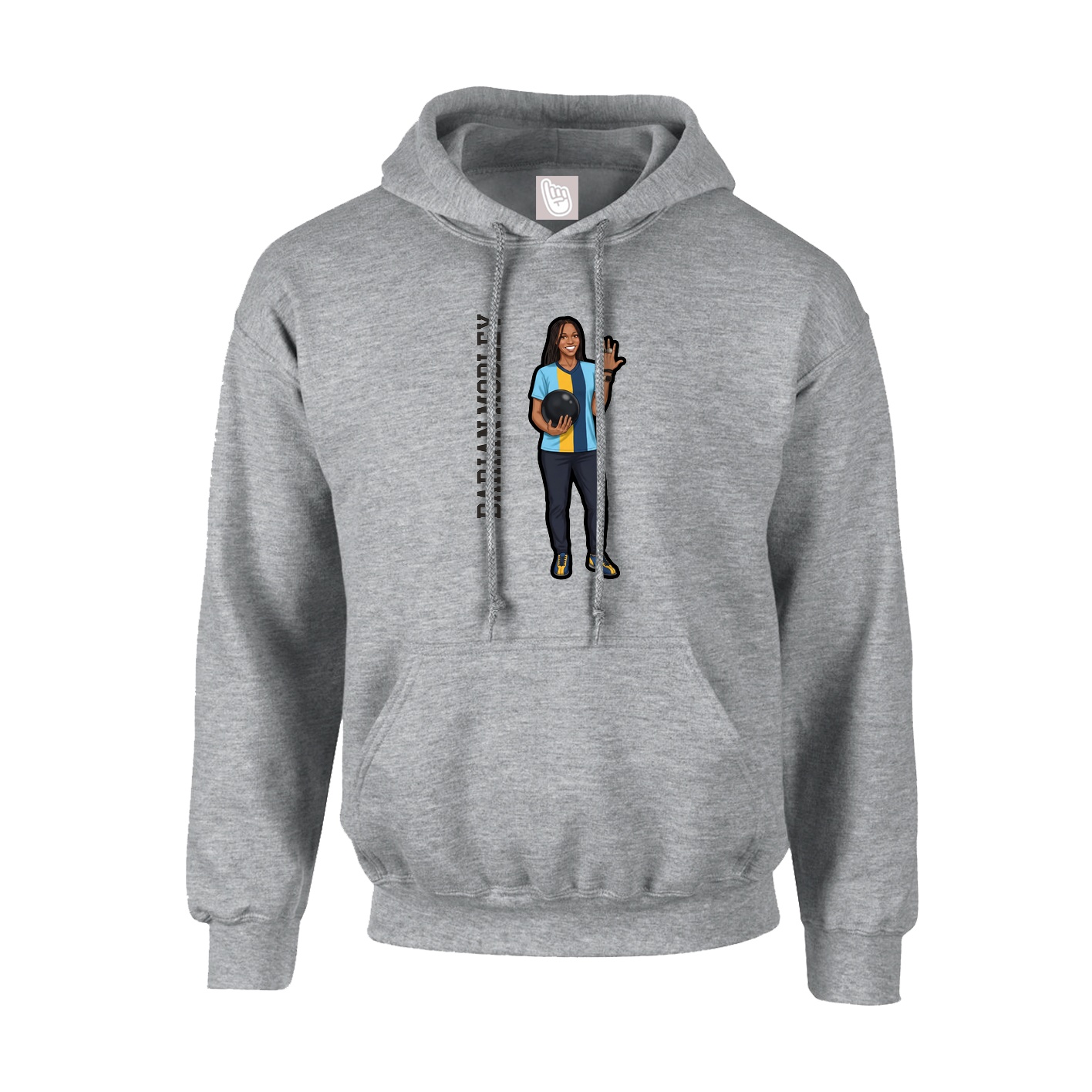 Hoodie — Name Vertical in Grey