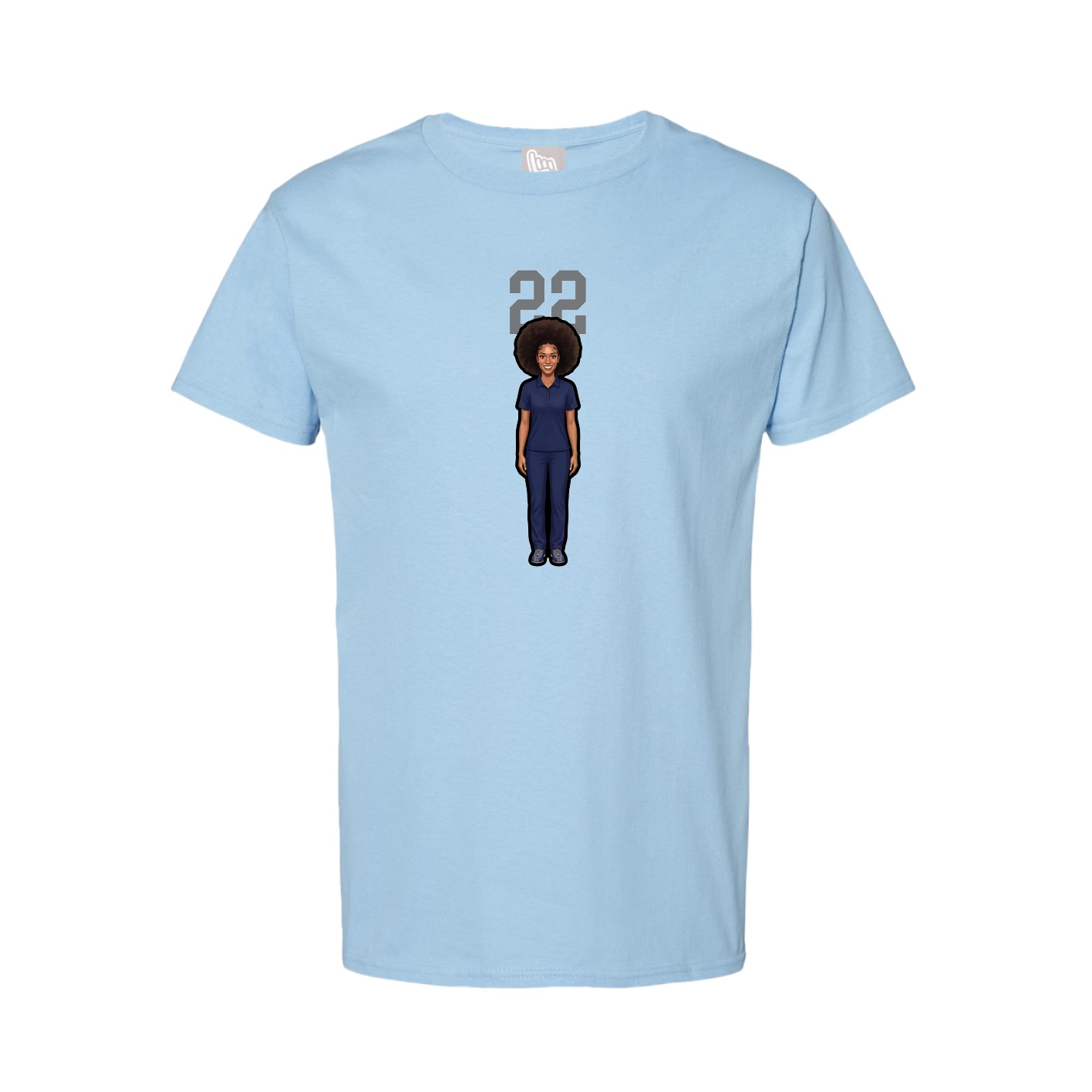 Youth Tee — Number Top in Light Blue