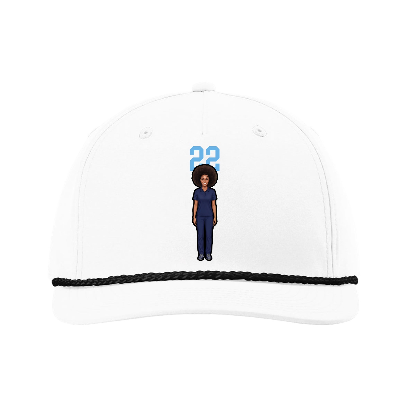 Five-Panel Classic Rope Cap — Number Top in White