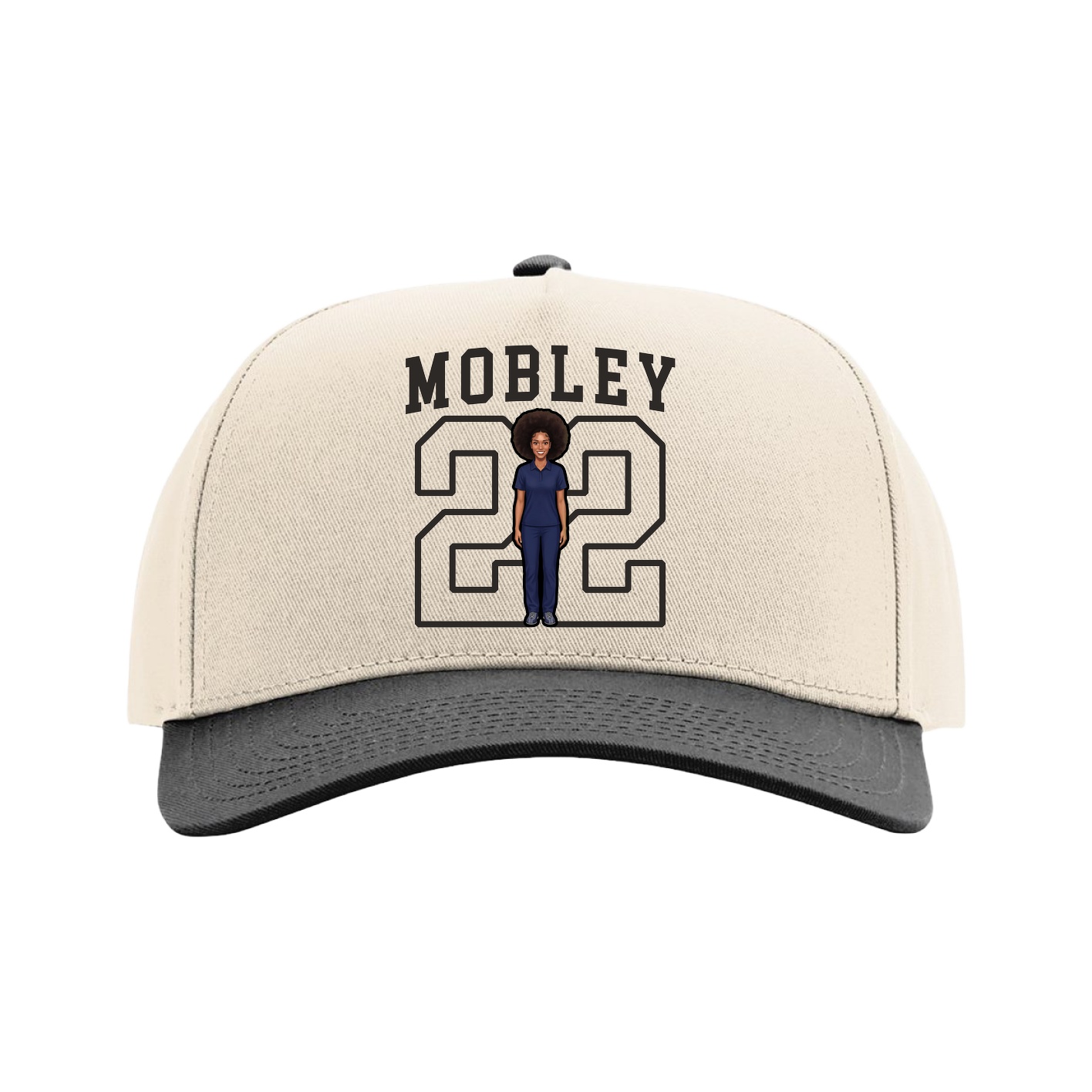 Full Fabric Five-Panel Champ Cap — Shirsey in Cream/Black