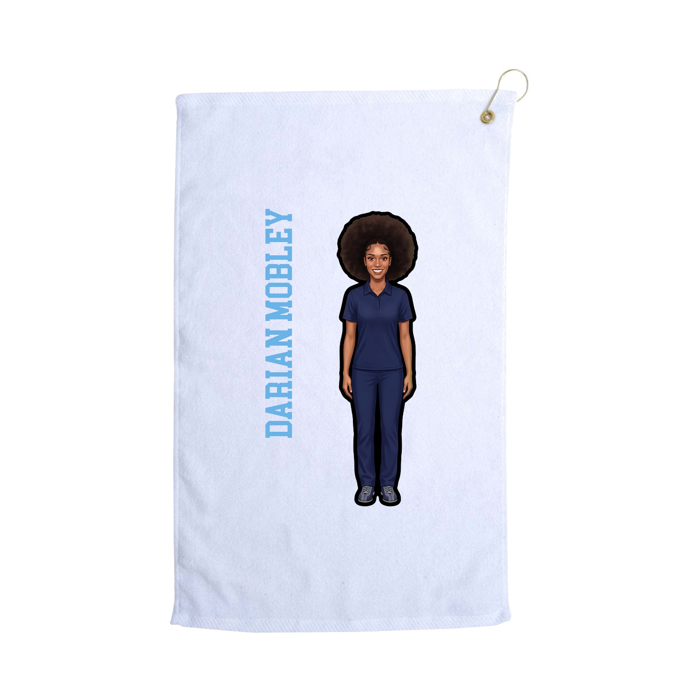 Golf Towel — Name Vertical in White