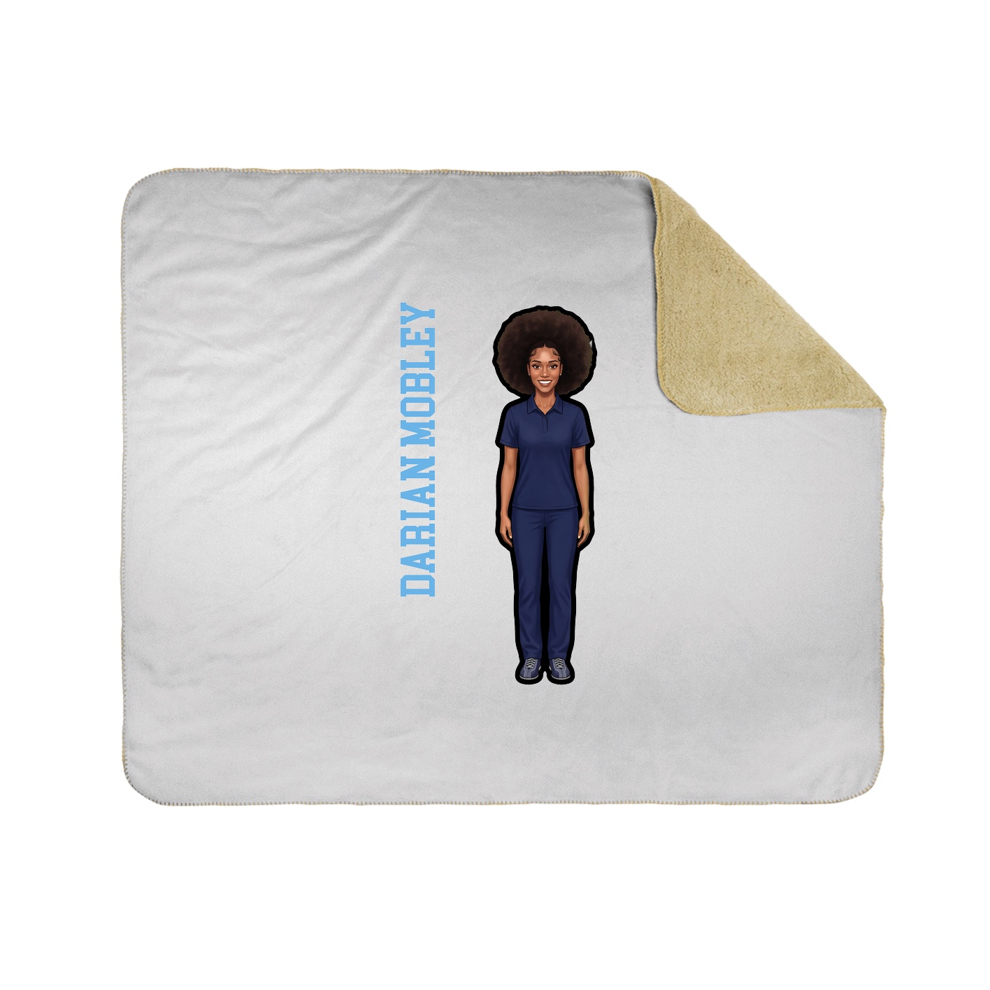 Throw Blanket — Name Vertical in White