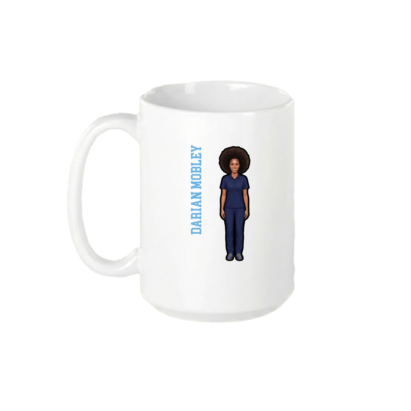 15oz Coffee Mug — Name Vertical in White
