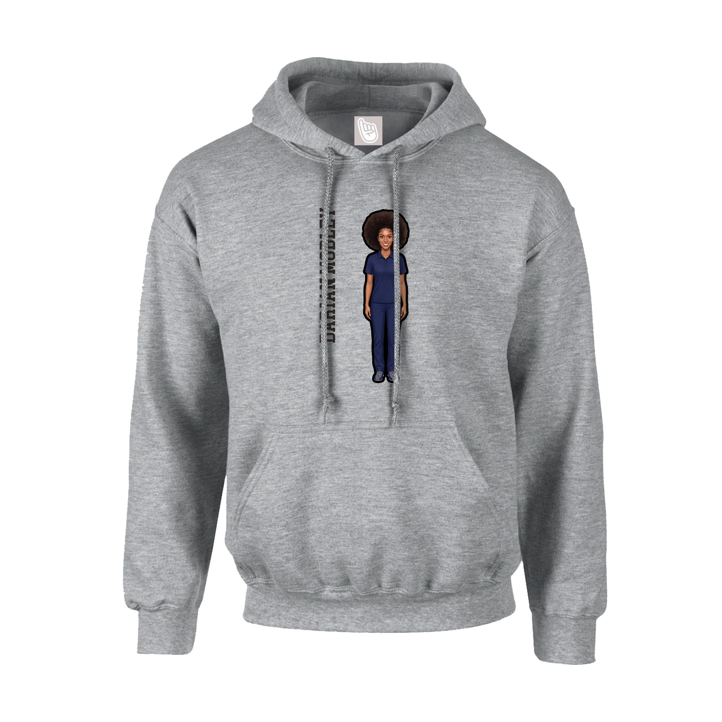 Youth Hoodie — Name Vertical in Grey