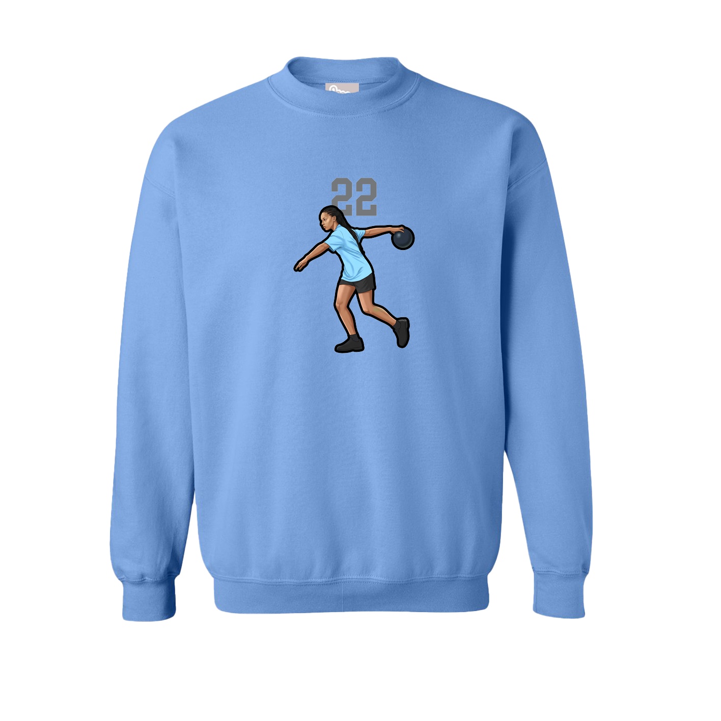 Fleece Crew — Number Top in Powder Blue