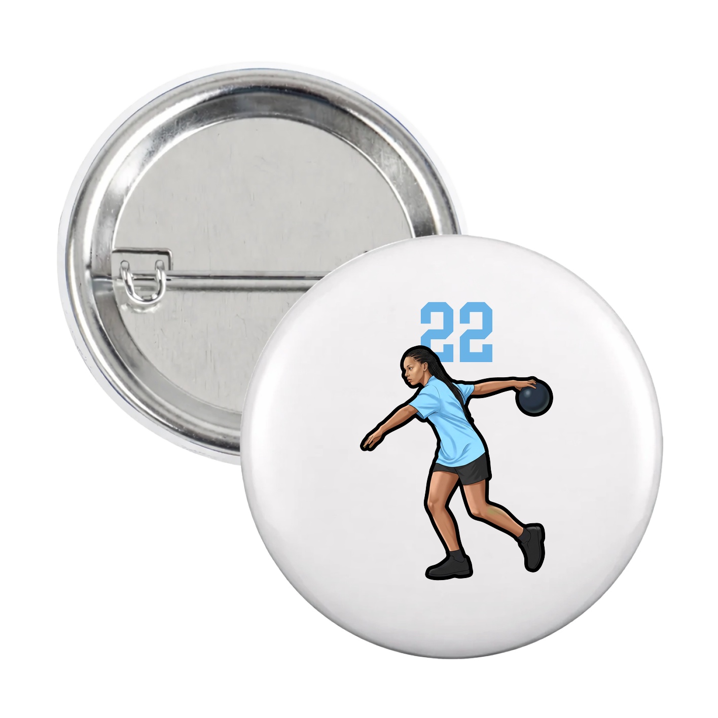 Game Day Button — Number Top in White