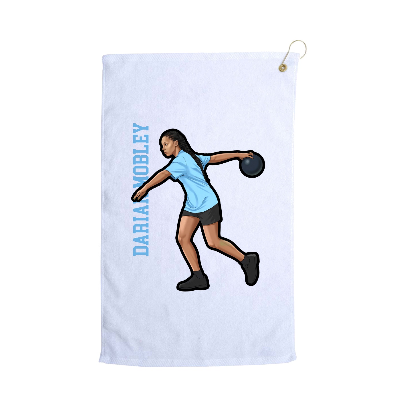 Golf Towel — Name Vertical in White