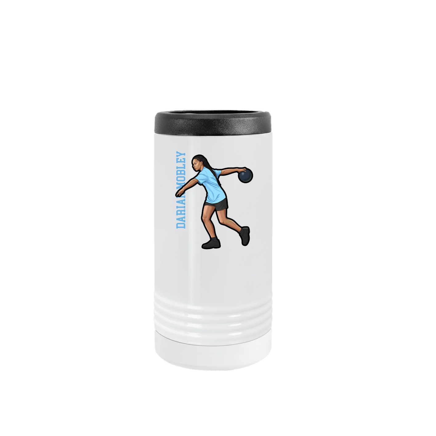 Slim Beverage Holder — Name Vertical in White