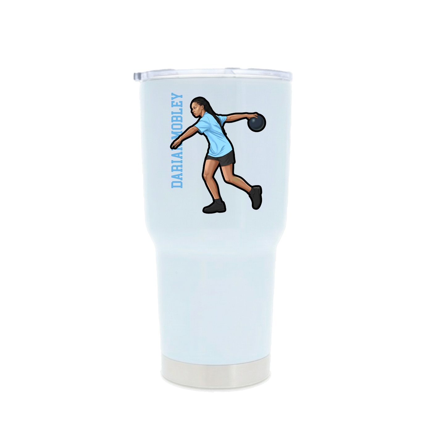 30oz Stainless Steel Tumbler — Name Vertical in White