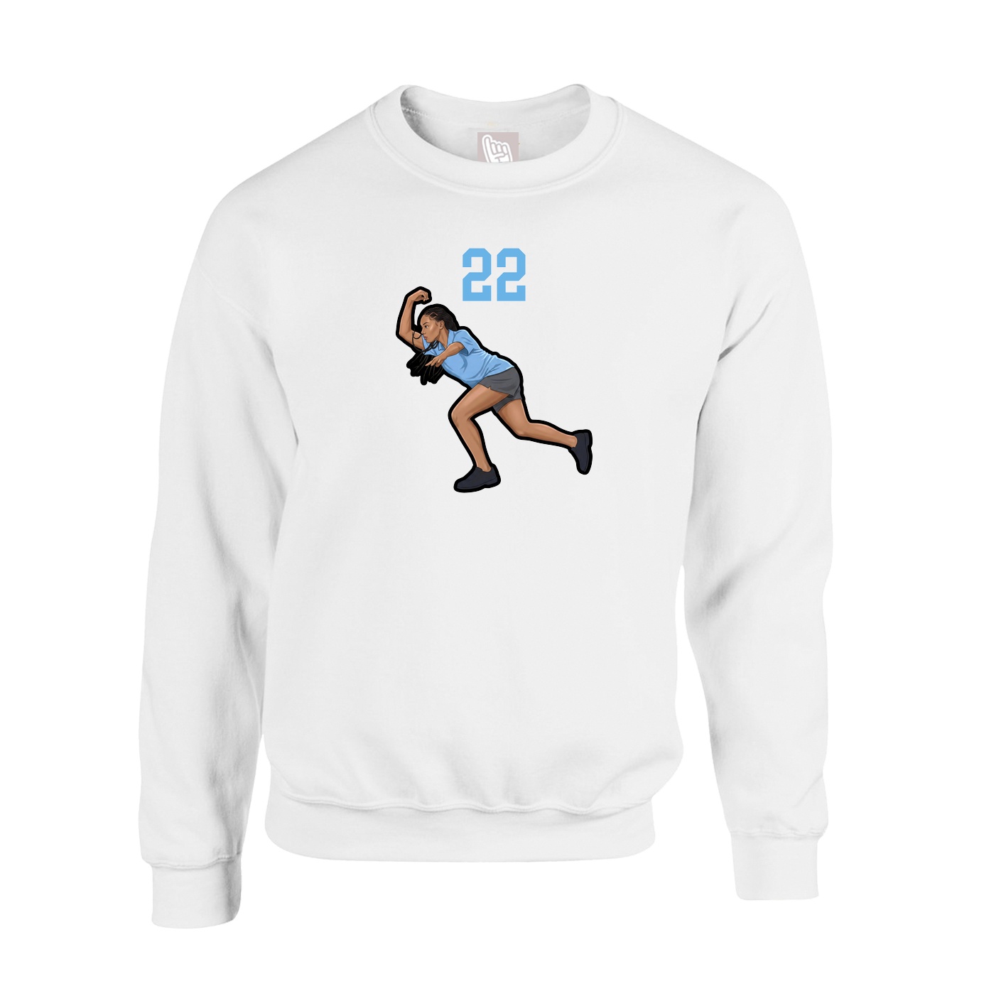 Fleece Crew — Number Top in White