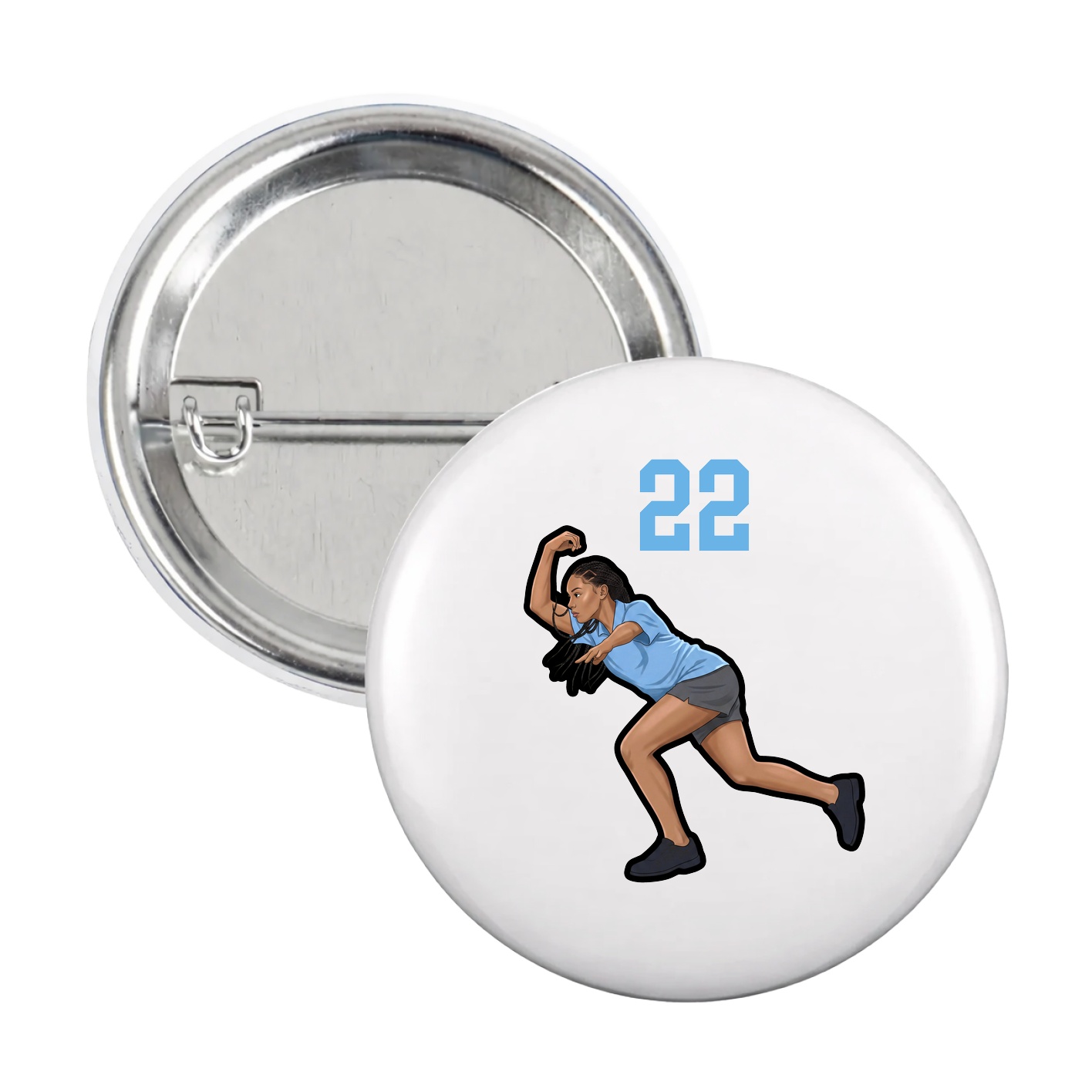 Game Day Button — Number Top in White