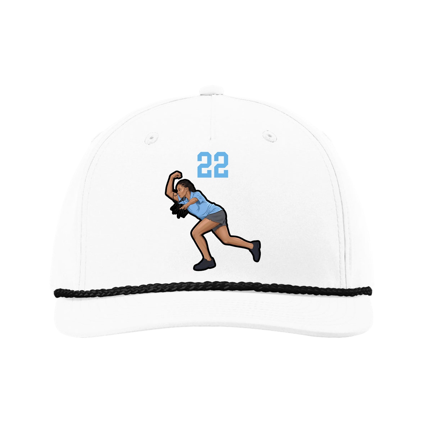 Five-Panel Classic Rope Cap — Number Top in White