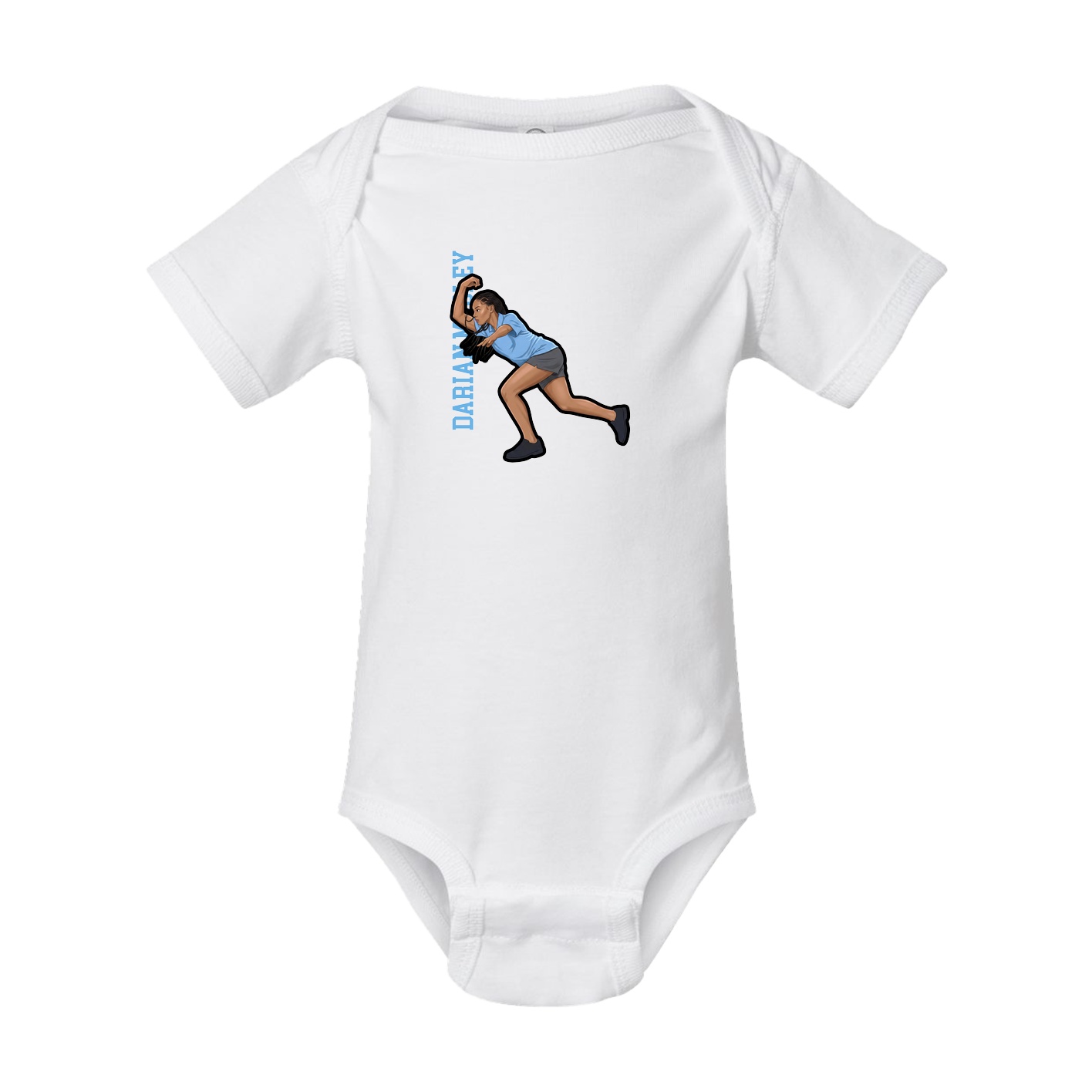 Baby Onesie — Name Vertical in White