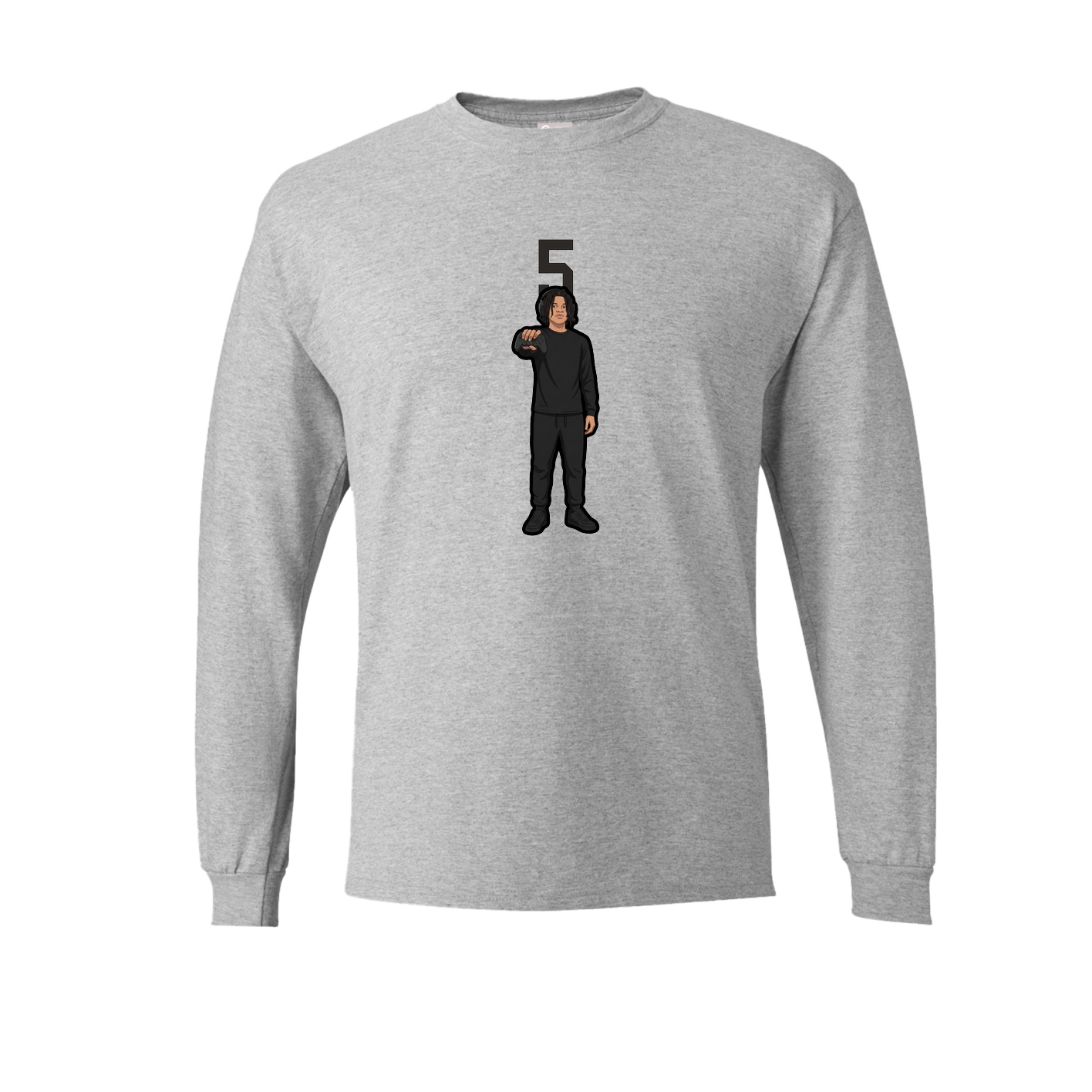 Long Sleeve Tee — Number Top in Grey