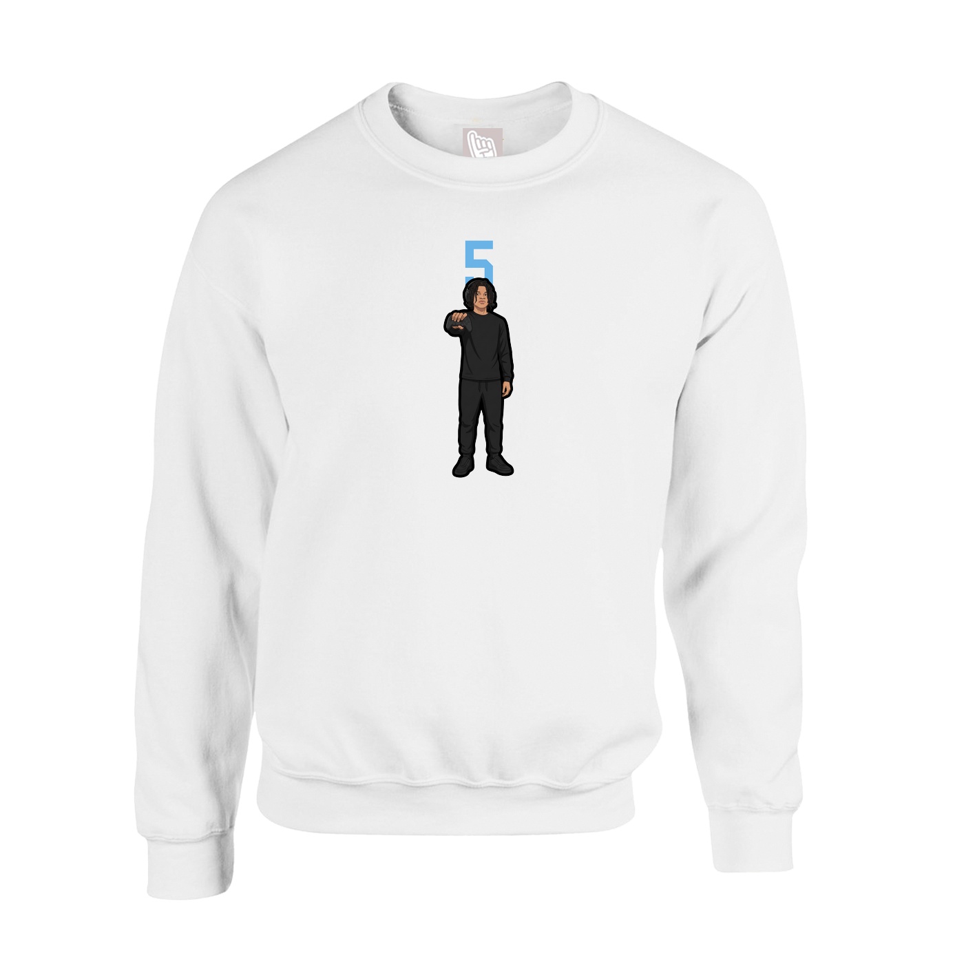 Fleece Crew — Number Top in White
