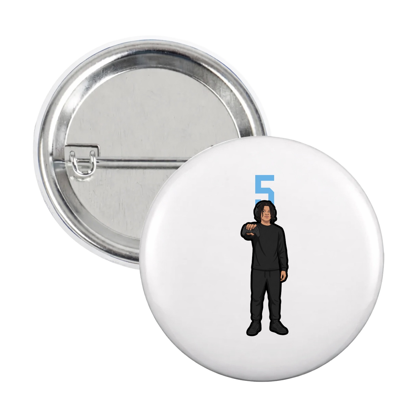 Game Day Button — Number Top in White