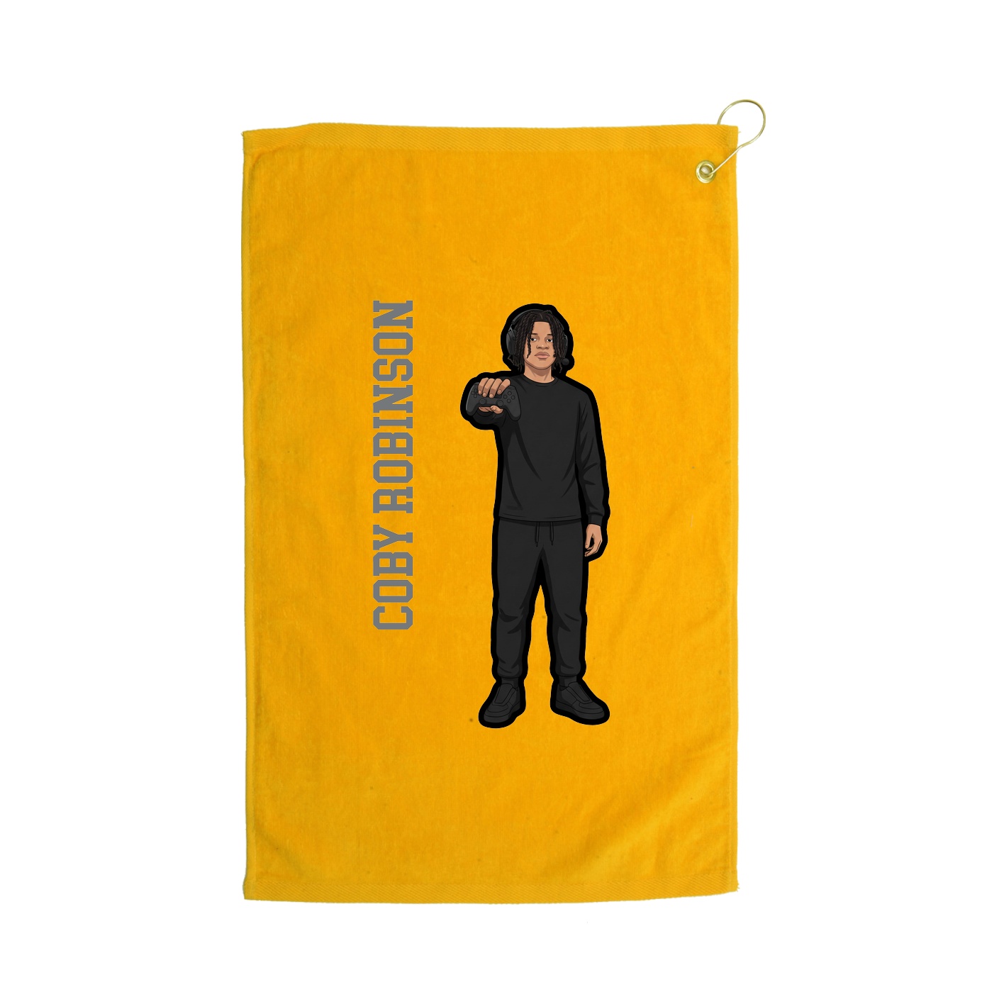 Golf Towel — Name Vertical in Gold