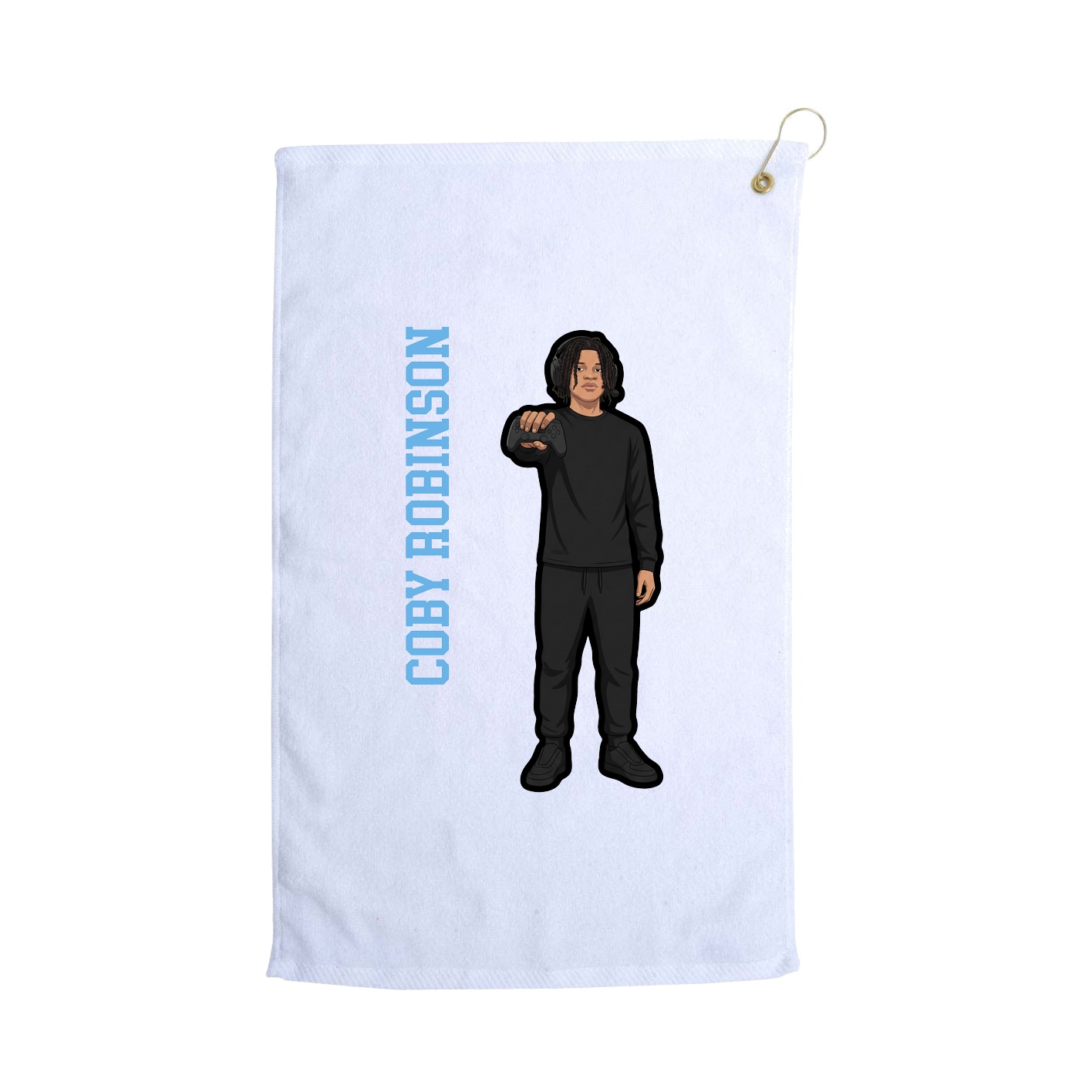 Golf Towel — Name Vertical in White