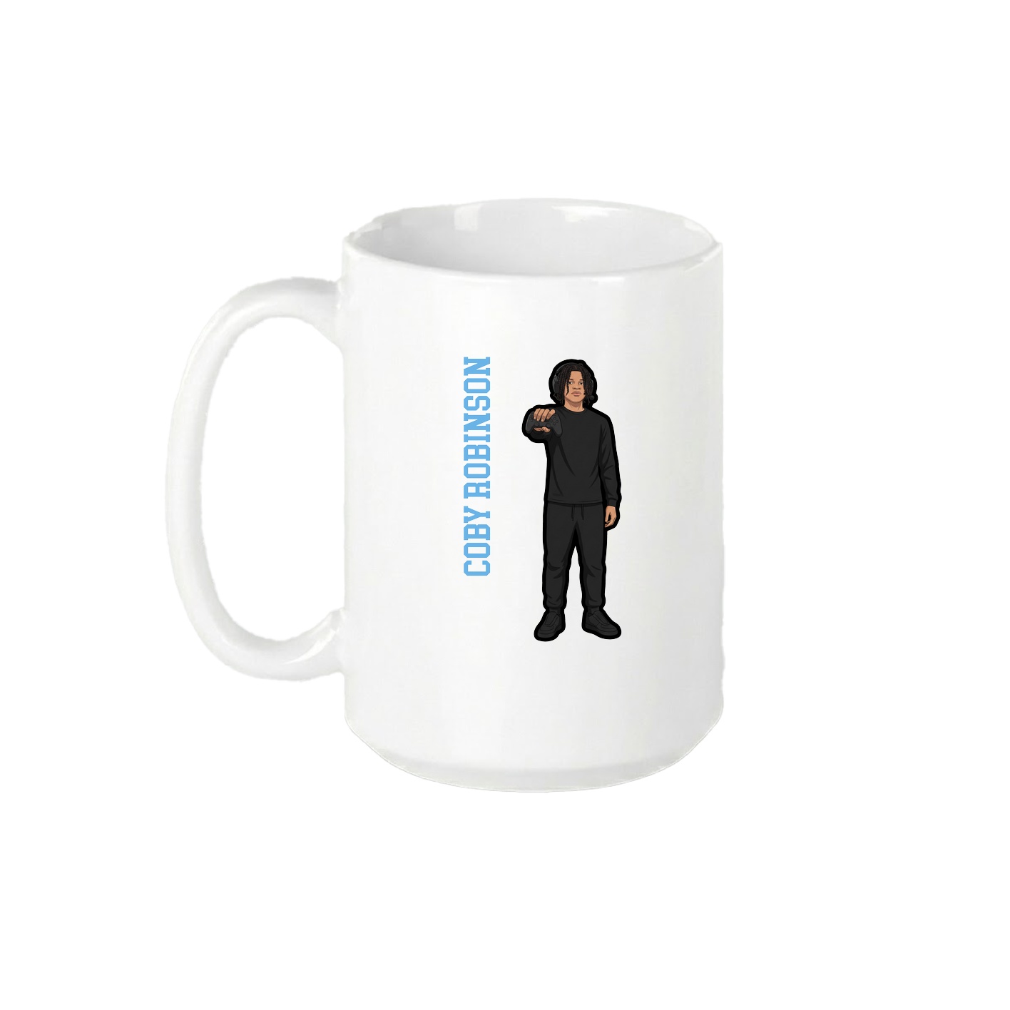 15oz Coffee Mug — Name Vertical in White