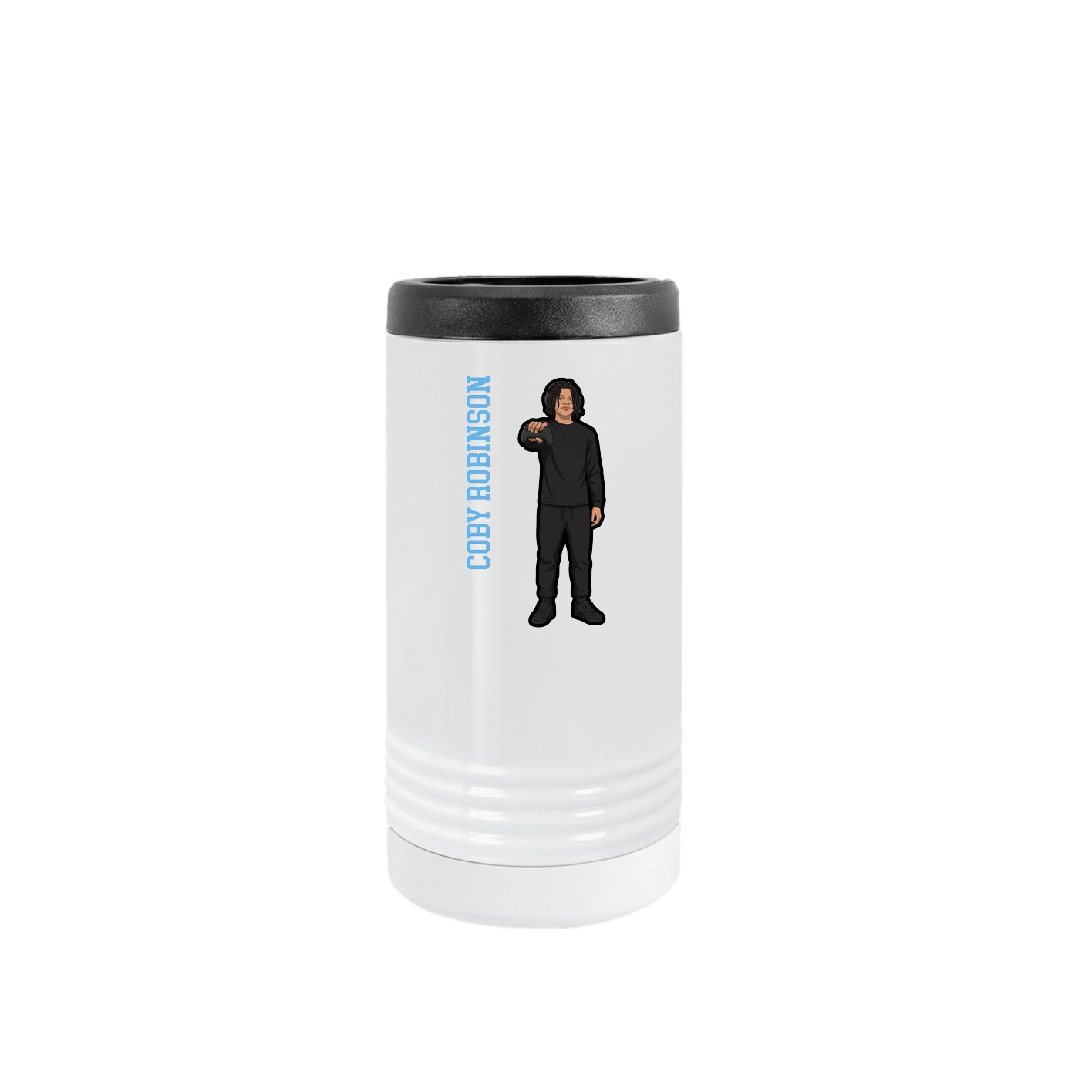 Slim Beverage Holder — Name Vertical in White