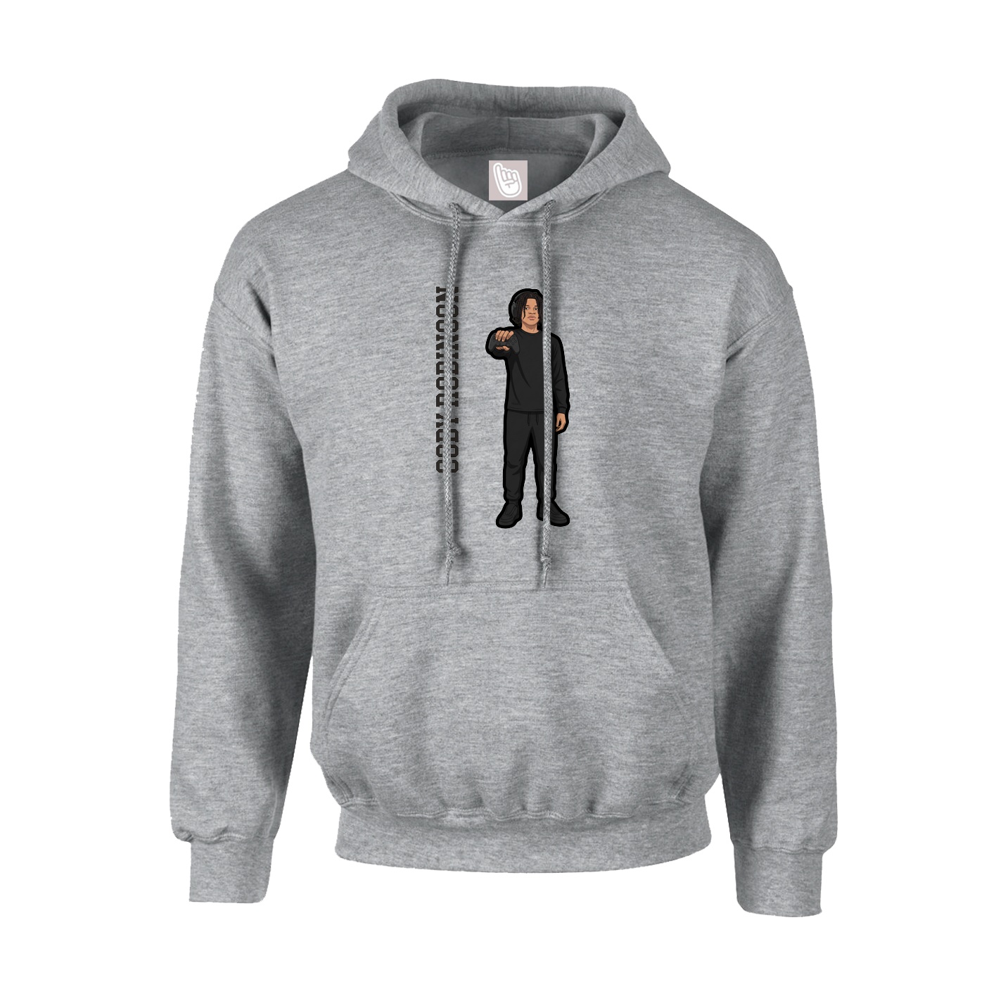 Hoodie — Name Vertical in Grey