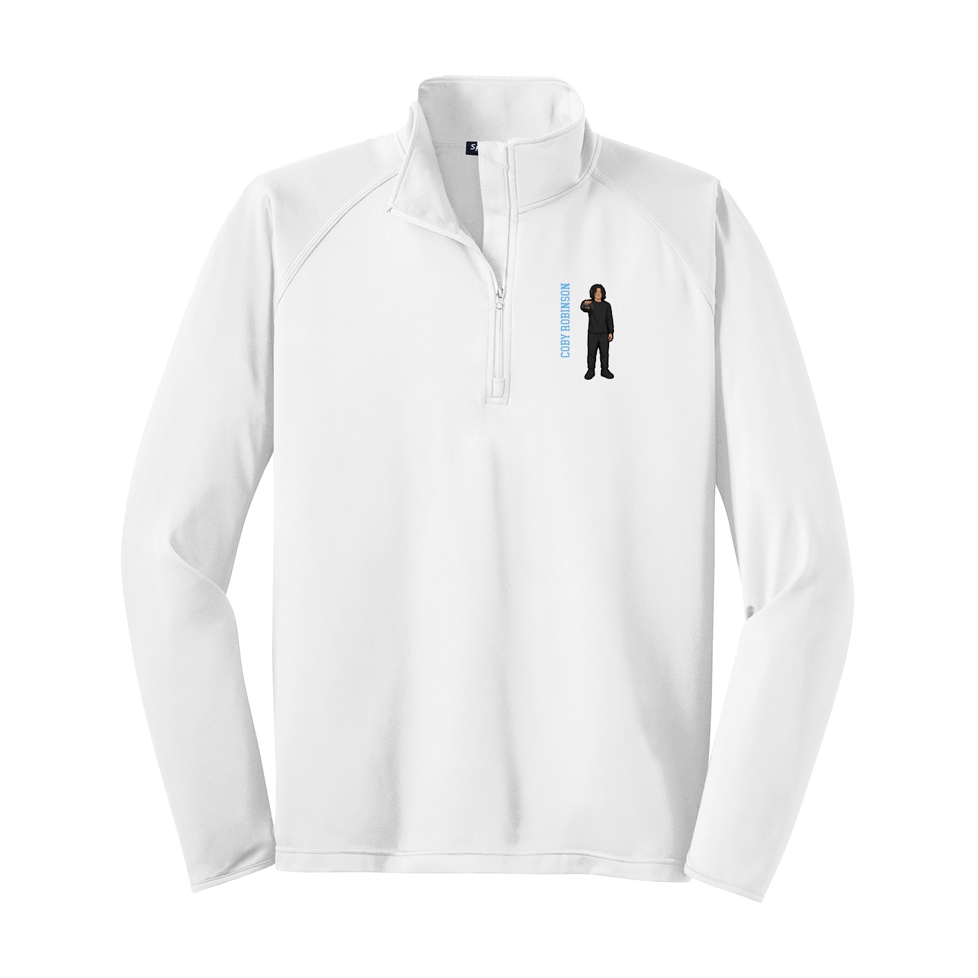 Q-Zip Pullover — Name Vertical in White