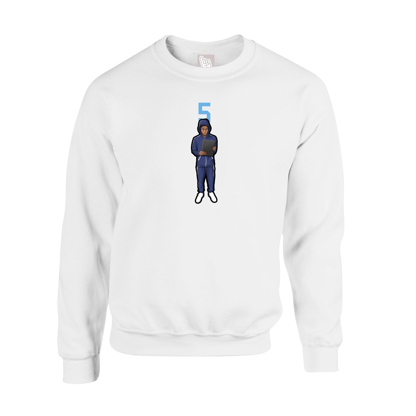 Fleece Crew — Number Top in White