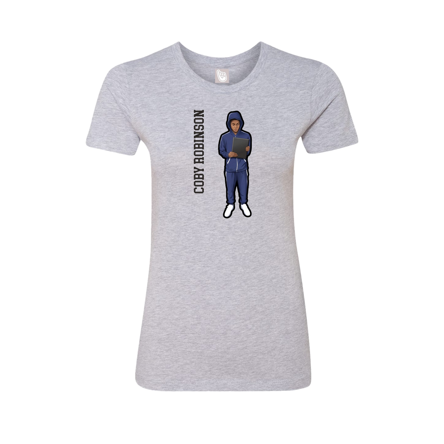 Fitted Women's Tee — Name Vertical in Grey