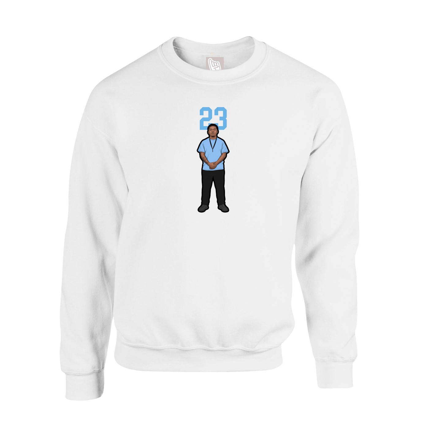 Fleece Crew — Number Top in White