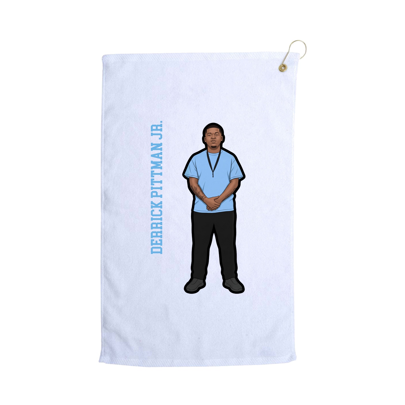 Golf Towel — Name Vertical in White