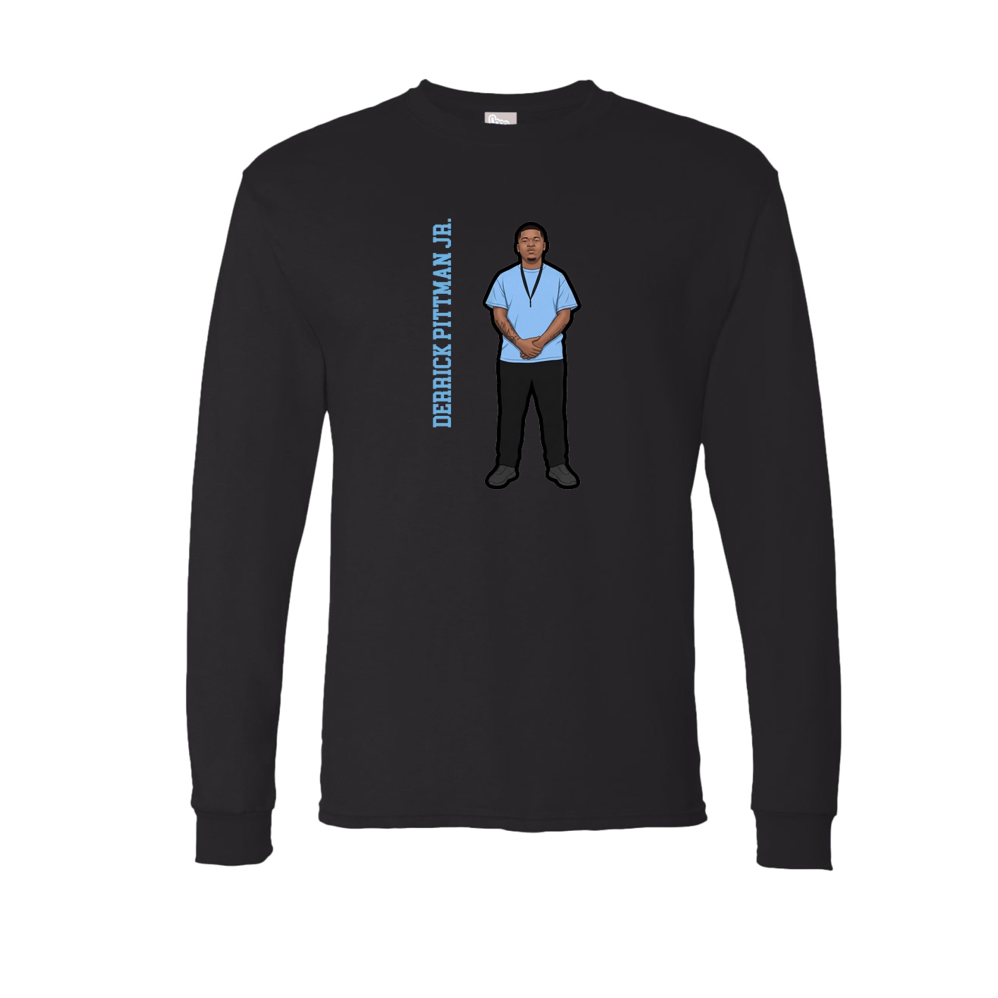 Long Sleeve Tee — Name Vertical in Black