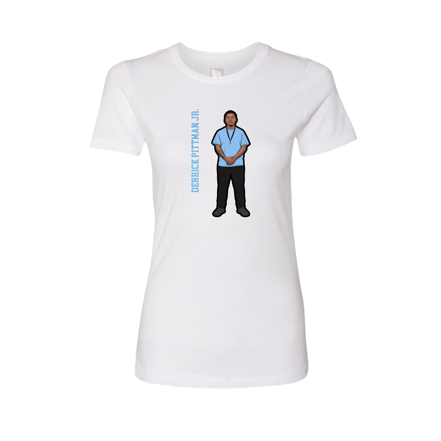Fitted Women's Tee — Name Vertical in White