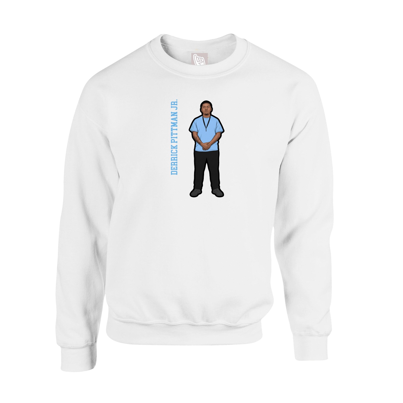 Fleece Crew — Name Vertical in White