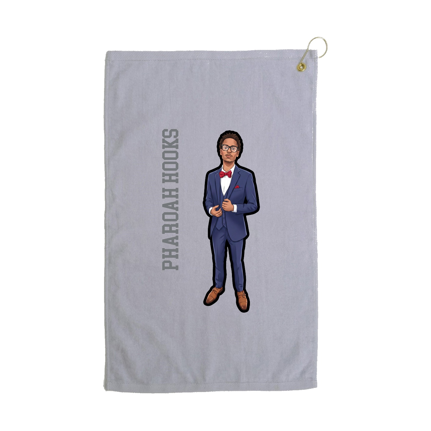 Golf Towel — Name Vertical in Grey