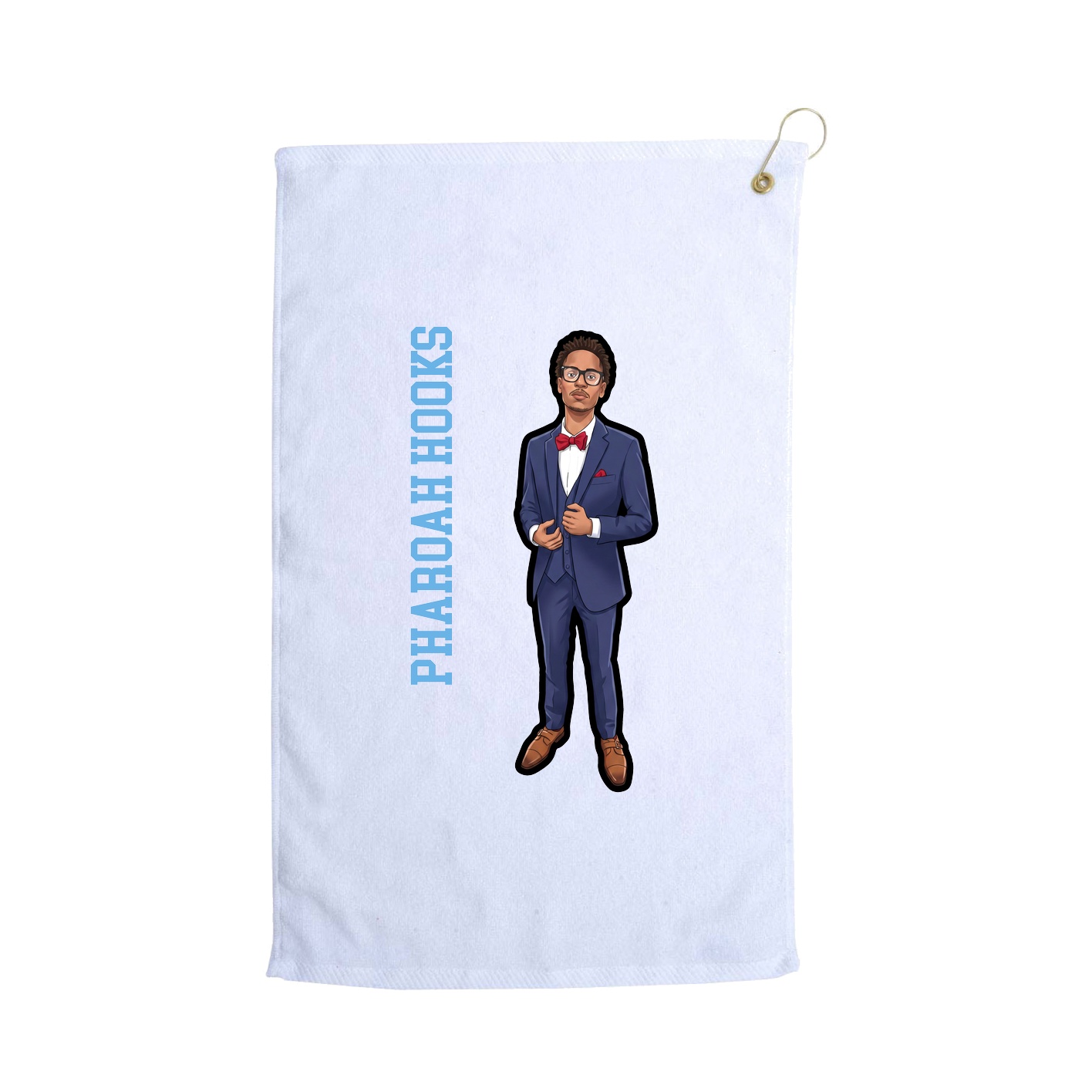 Golf Towel — Name Vertical in White