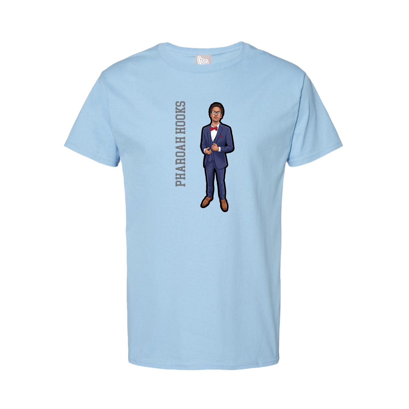 Tee — Name Vertical in Light Blue